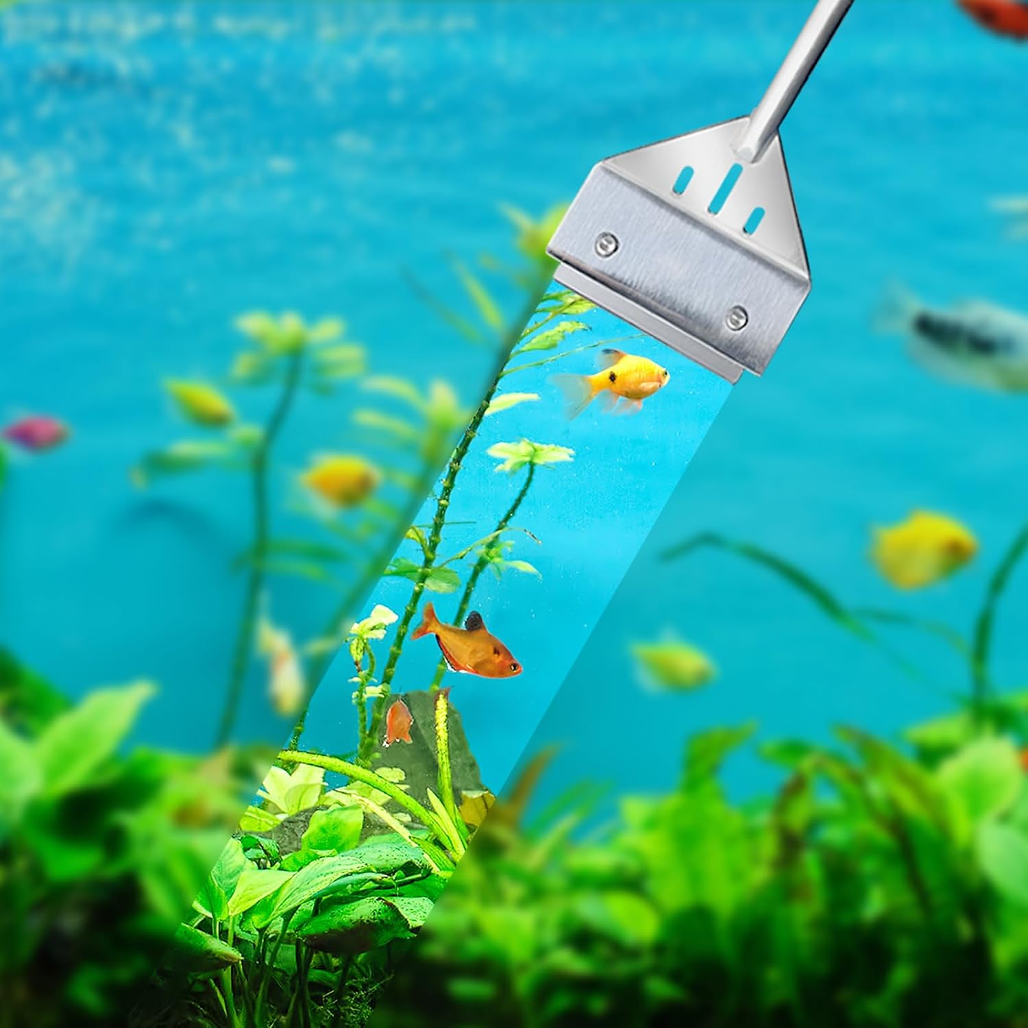 Kirecoo 25.6" Stainless Steel Aquarium Algae Scraper with 10 Blades | Adjustable Handle, For Glass Fish Tanks, Effortless Algae Removal, Aquarium Cleaning Tool, Extra Replacement Blades Included - Image 7