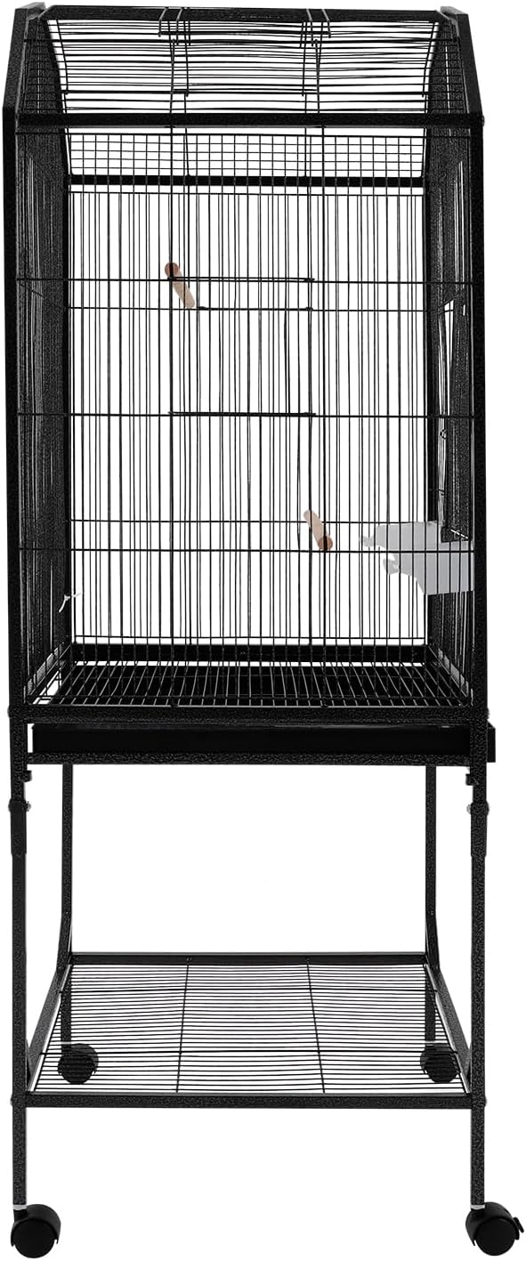 Birdcage Open Top 54 Inch Birdcages with Pull-Out Tray, Rolling Bird Cages with Wheels for Parakeets, Parrot, Cockatiel, Pigeon, Finch Cage(Black) - Image 5