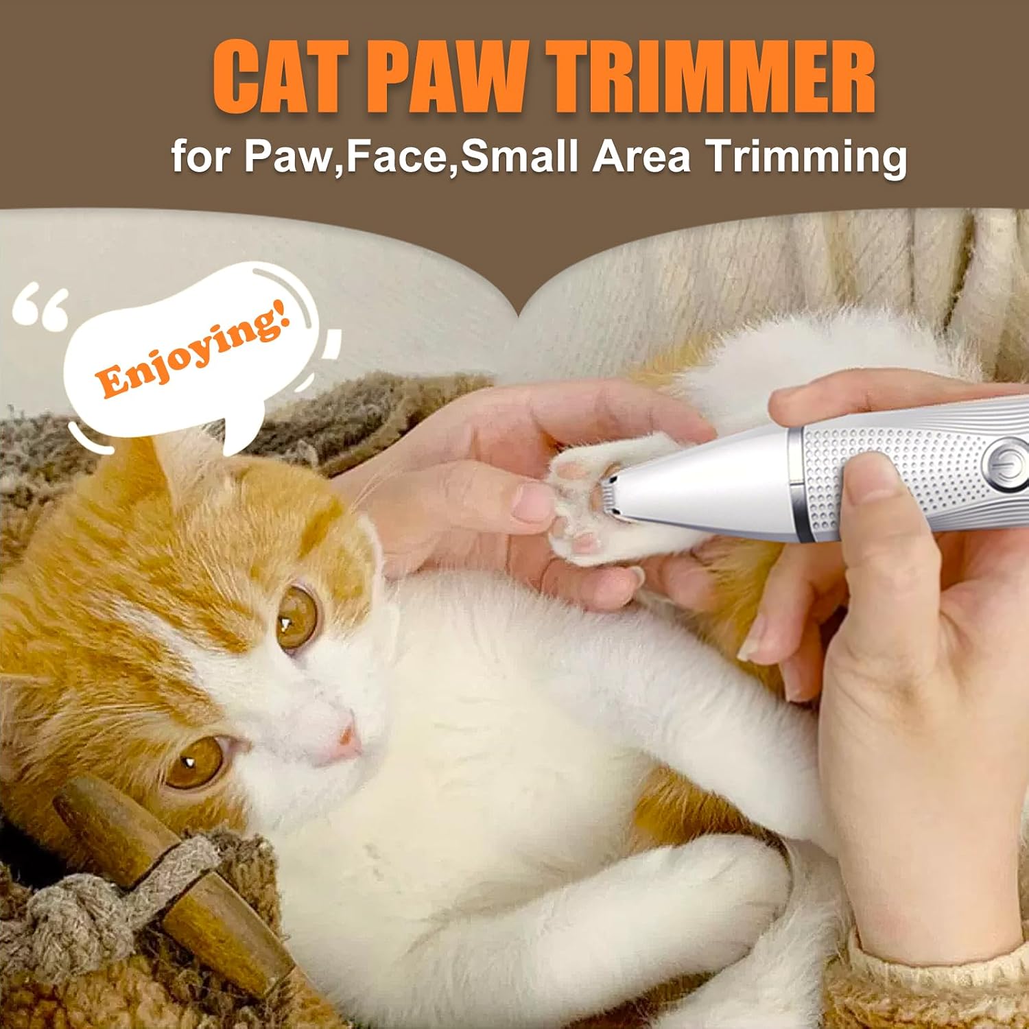Cat Grooming Clippers Kit with Paw Trimmer, 3 in 1 Electric Pet Hair Trimmer Supplies for Thick Matted Hair, Heavy Coat Butt Shaver Cat Razor Fur Trimmer for Dogs at Home (White) - Image 5