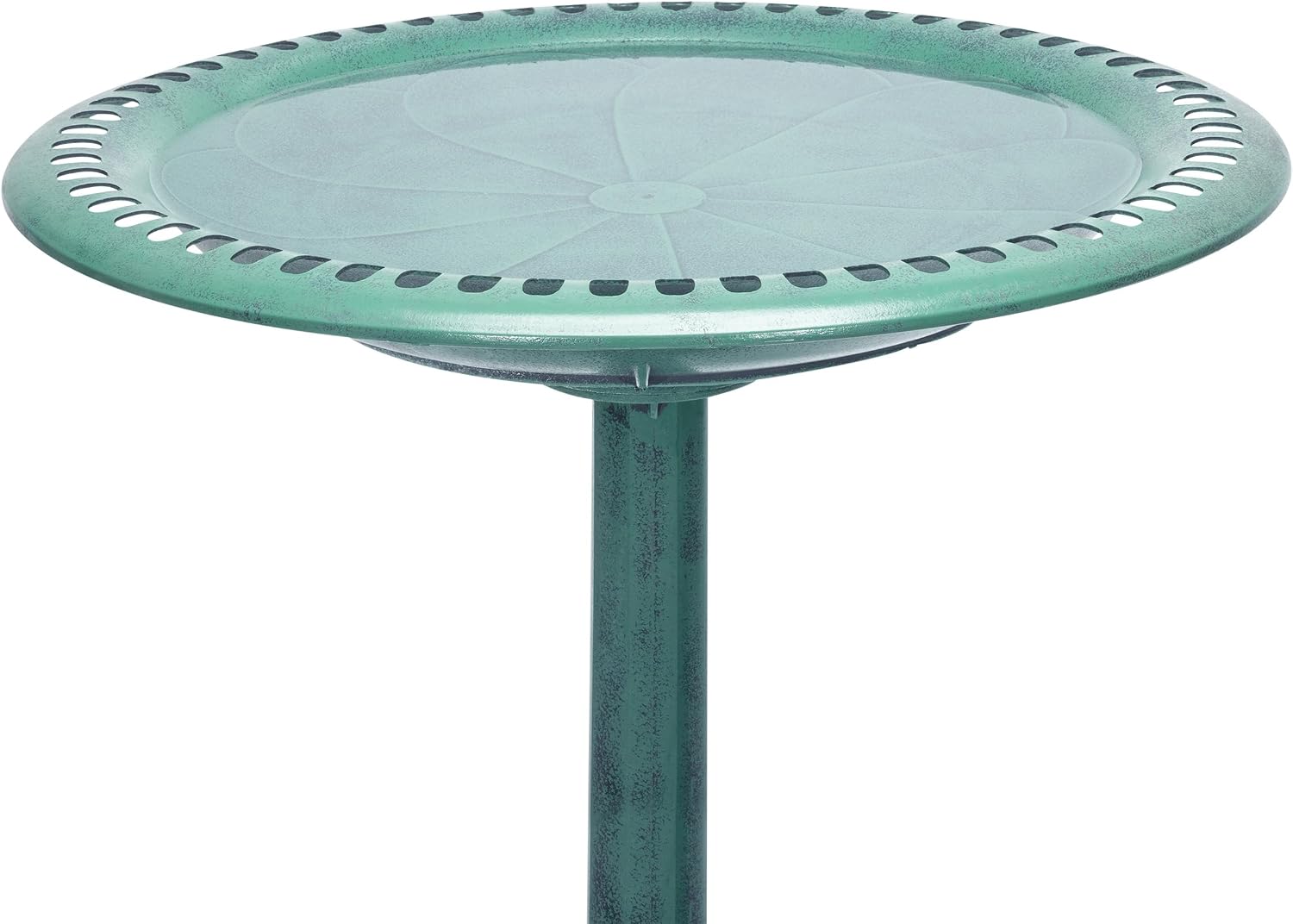 Alpine Corporation TEC116 Outdoor Aged Green Pedestal Birdbath with Scrollwork, 28" Tall, Green - Image 4