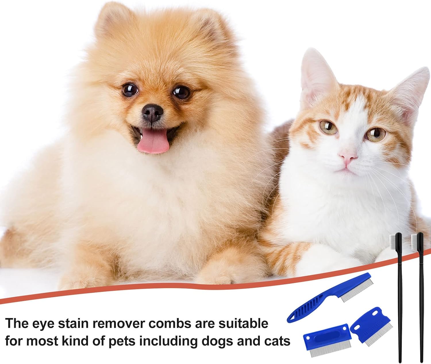 5 Pieces Dog Eye Combs Tear Stain Remover Combs Pet Grooming Comb for Small Dogs Gently Removing Eye Mucus and Crust (Blue, Black) - Image 7