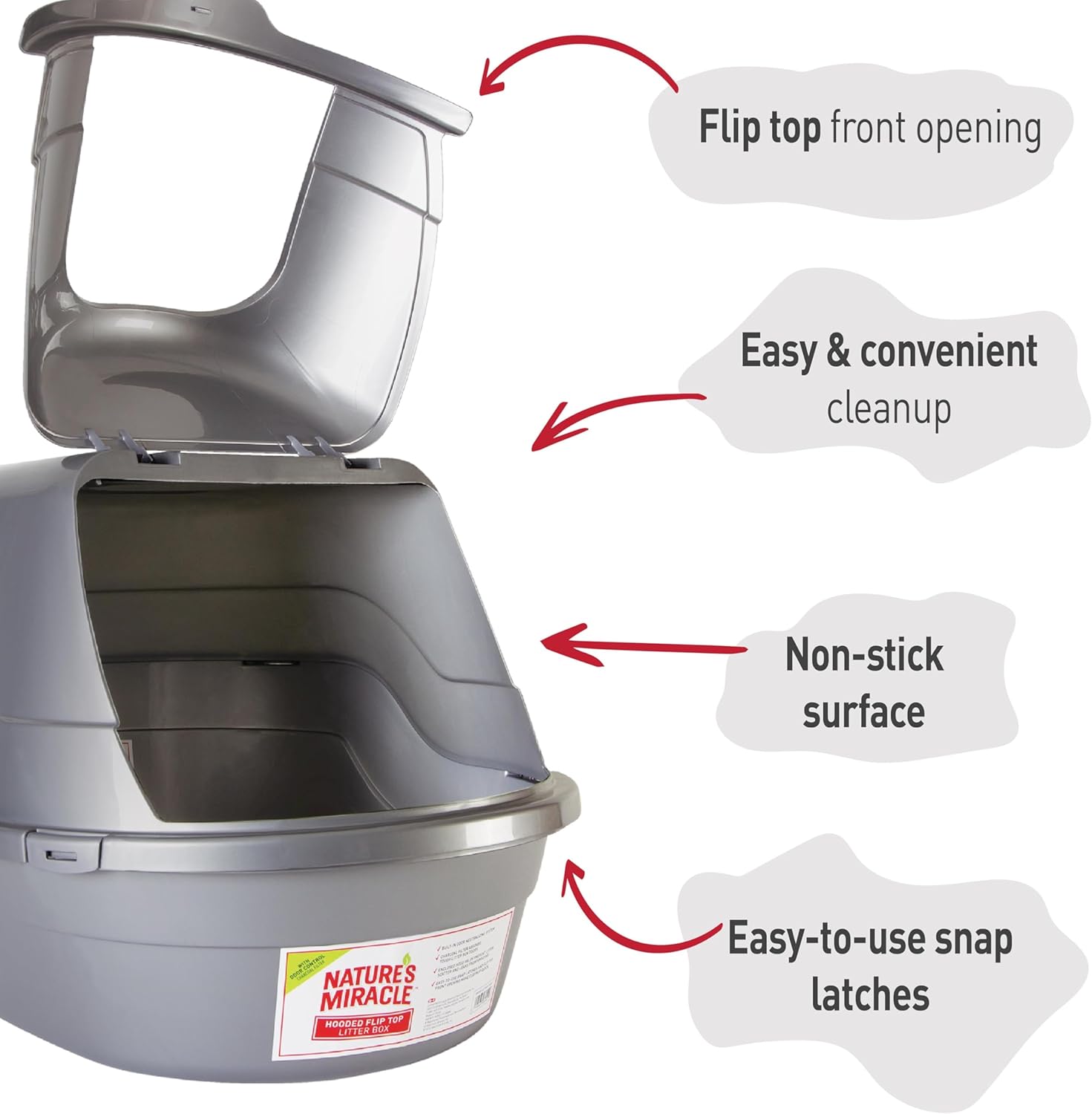 Nature’s Miracle Hooded Flip Top Litter Box for Cats, With Built-In Odor Control Charcoal Filter - Image 4