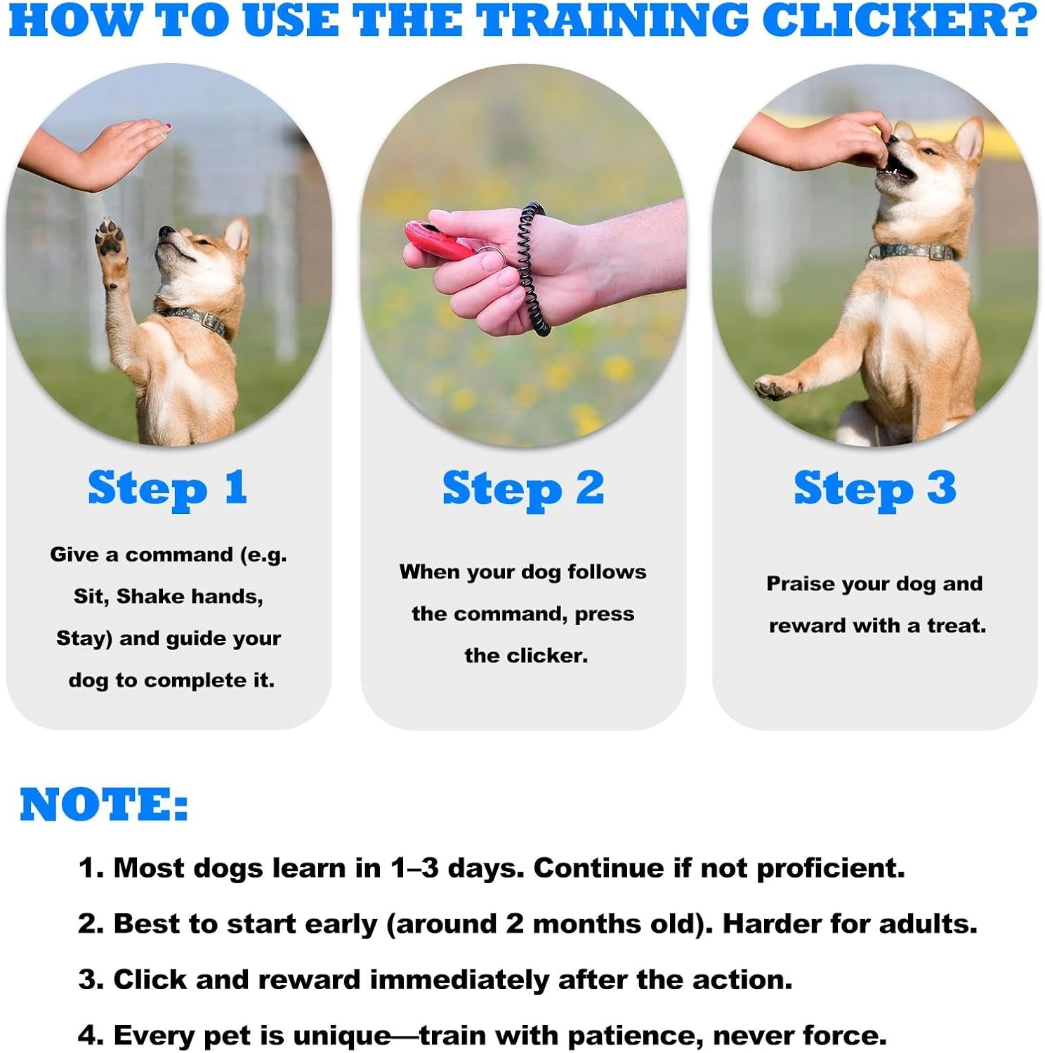 ABSONE Dog Clicker for Training with Wrist Strap, Dog Clicker Trainer Tools | Training Clicker for Puppy, Cat, Potty, Bird, Horse, Pet, Behavior Aids, 2 Pack Black and Green - Image 4