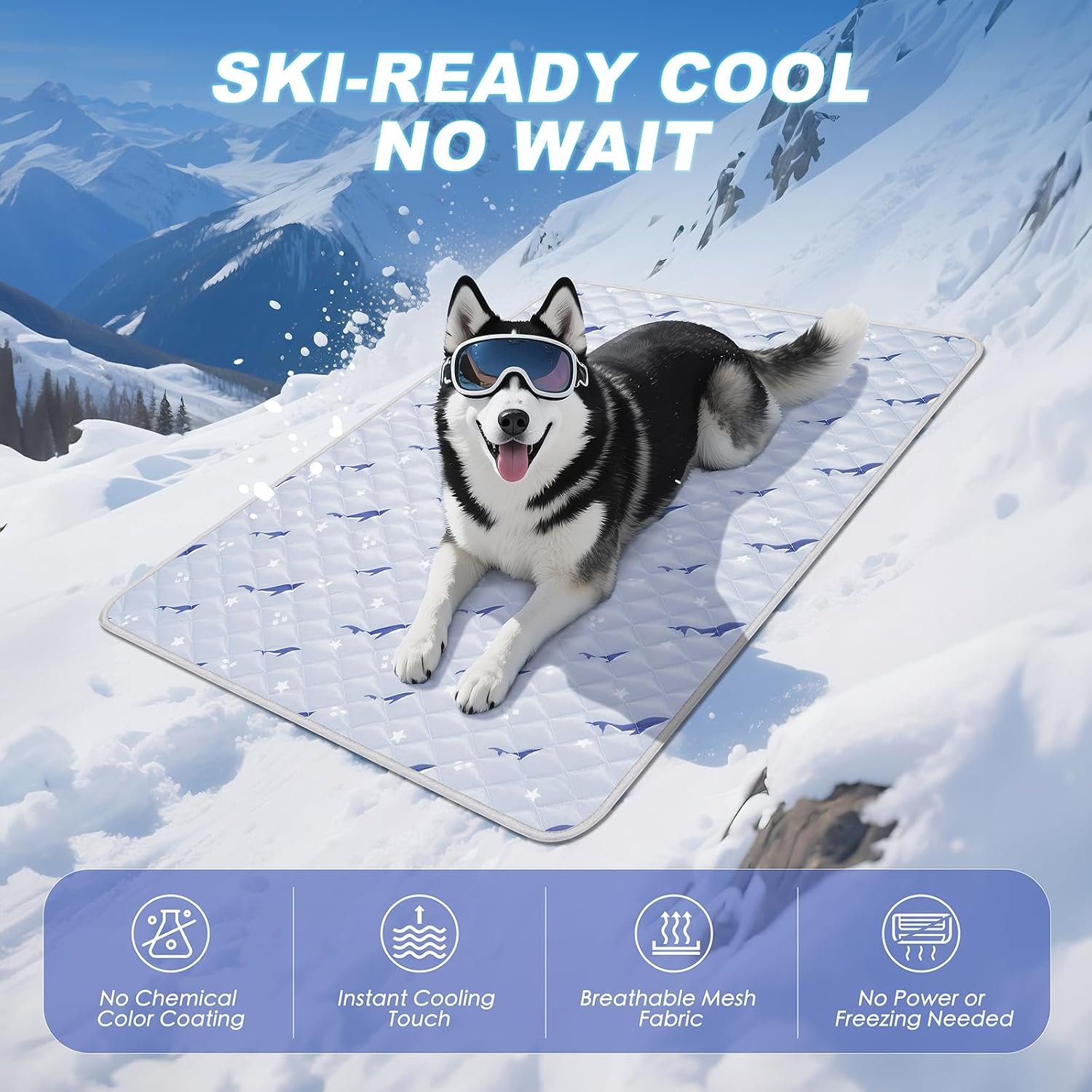 Cooling Mat for Dogs, Cooling Mat for Cats, Breathable Gel-Free, 21 x 27 In | Cooling Fabric, No Electricity or Freezing, Non-Slip Base, Washable and Foldable for Crates, Car Seats, Pet Beds and Travel - Image 2