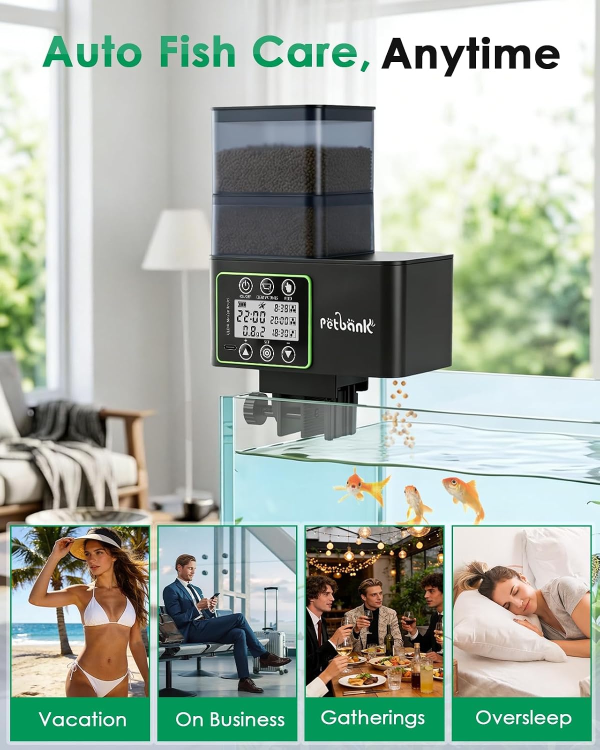 Automatic Fish Feeder for Aquarium - 0.1-2g Precise Portion Control | 230/510ML 5 Timers Rechargeable Auto Fish Food Dispenser for Vacation, Moisture-Proof, Self-Cleaning & Low-Feed Alert - Image 11