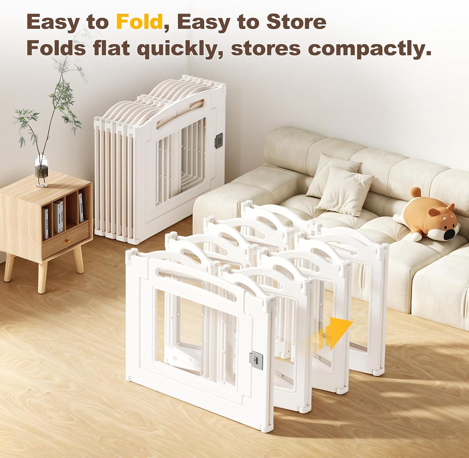 Foldable Clear Acrylic Dog Playpen with Door, 23.6" Acrylic Puppy Playpen, Easy Assemble Indoor Pet Fence with White Frame, Clear Dog Playpen for Puppies & Animal (White, 23.6‘H, 12 Panels + 1 Door) - Image 2