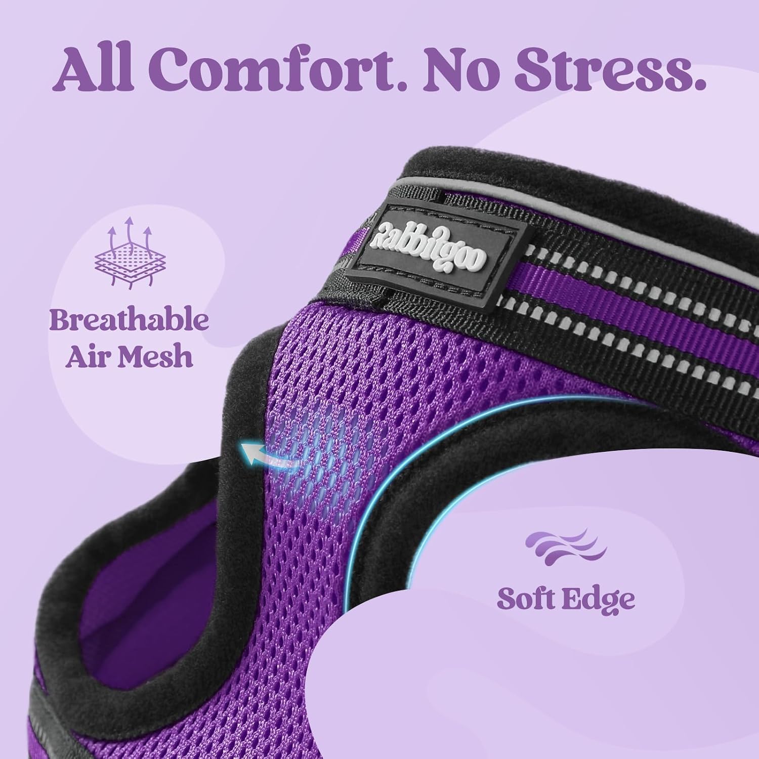 rabbitgoo Cat Harness and Leash Set, Step-in Soft Vest, Purple | Escape Proof, Lightweight, Easy-on & Adjustable, Hook & Loop with Buckle, Reflective, for Kittens & Small Cats Walks, S - Image 7