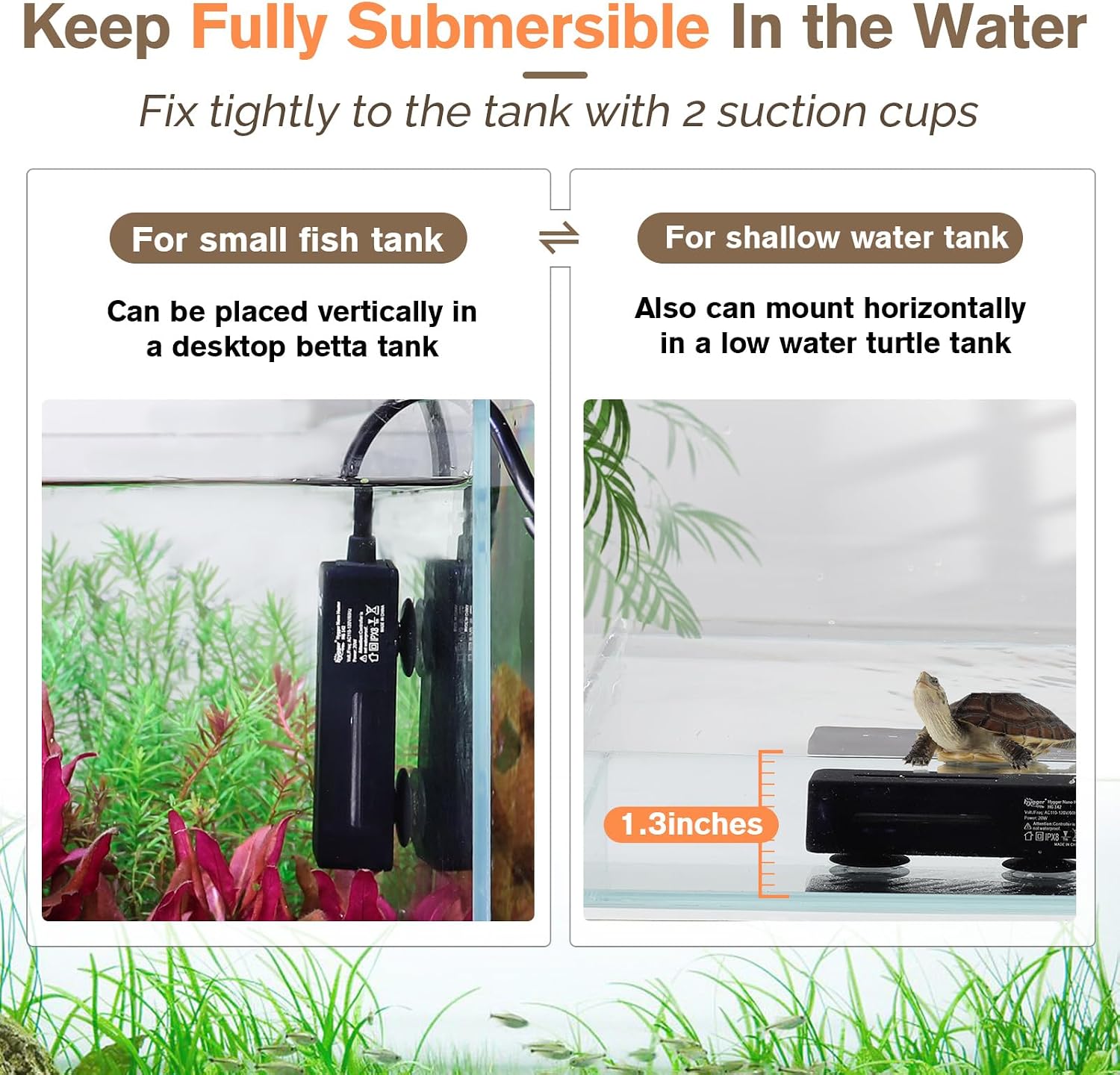 hygger Mini Fish Tank Submersible Heater 50W for 5-10 Gallons Small Betta Aquarium Heater with Digital Display Controller Adjustable Temperature - Image 5