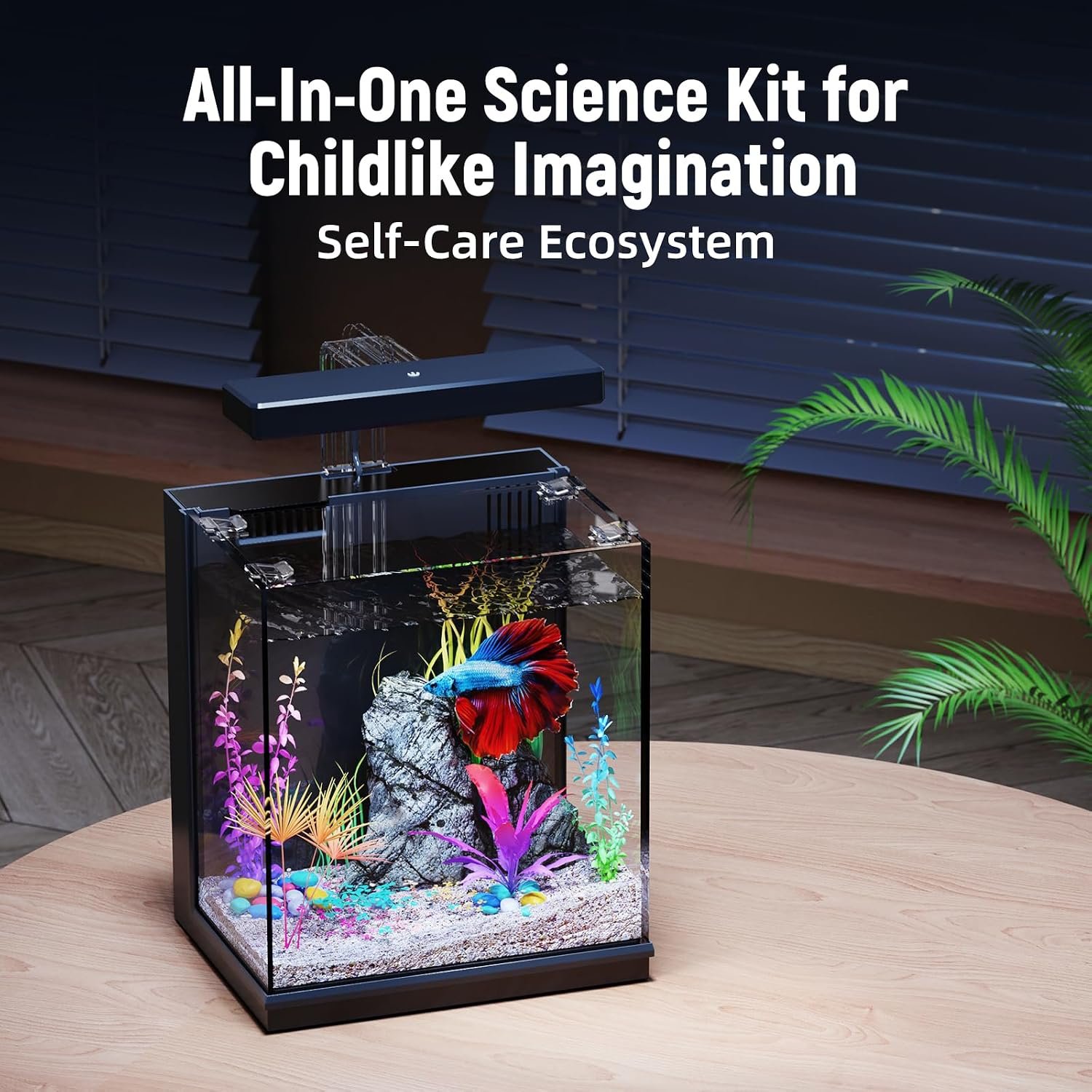 AQUASMITH Betta Fish Tank, 2 Gallon All-in-One Aquarium Kit with Filtration & LED Light, Self-Cleaning Aquarium for Beginners, Kids, Gifts for Men,Teen Boys - Image 2