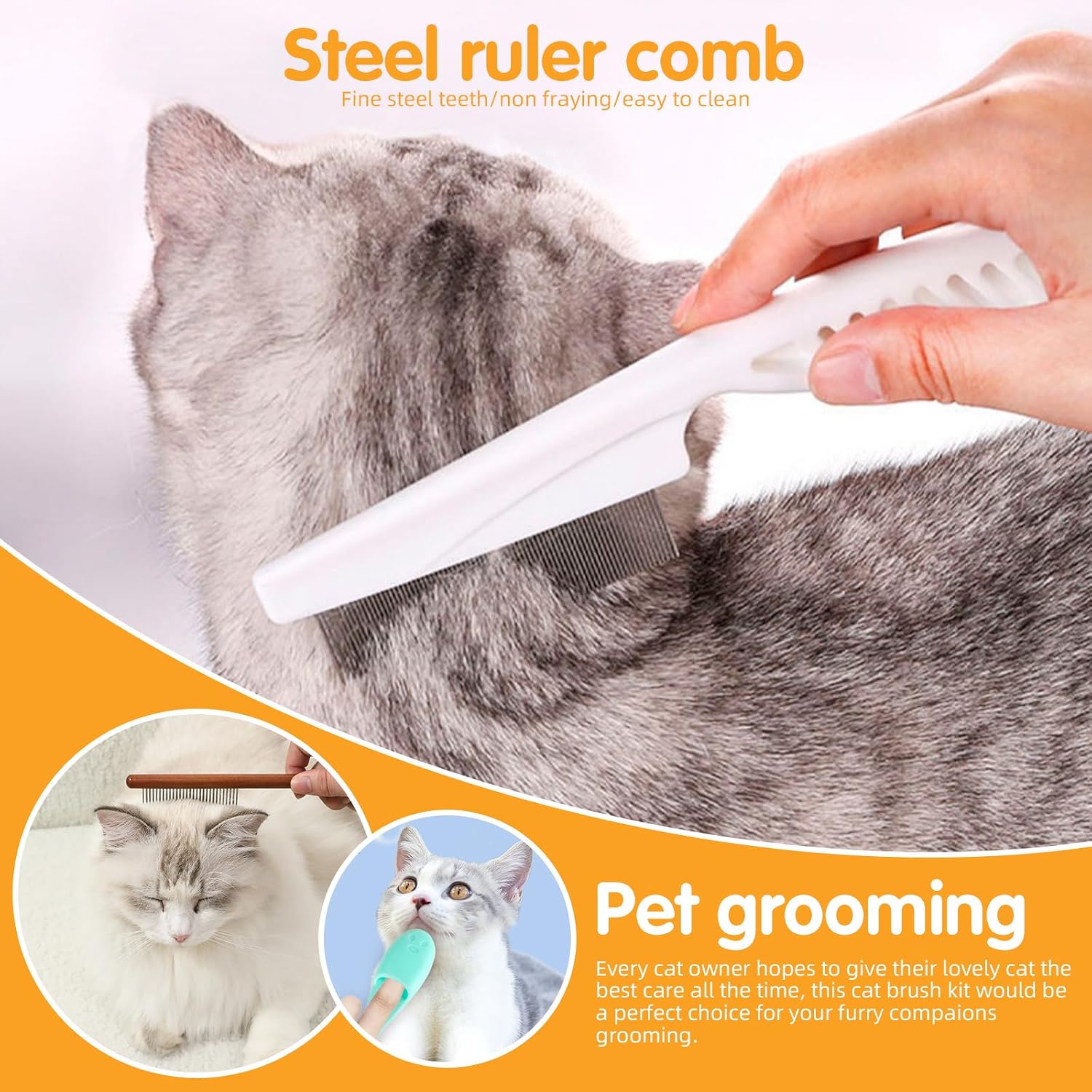 Aglads 12 in 1 Pet Grooming Kit, Dog Grooming Supplies with Self Cleaning Slicker Brush, Dematting Comb, Safety Nail Clippers, for Small Medium Large Dogs Cats Rabbits Long Short Curly Hair(12, blue) - Image 6