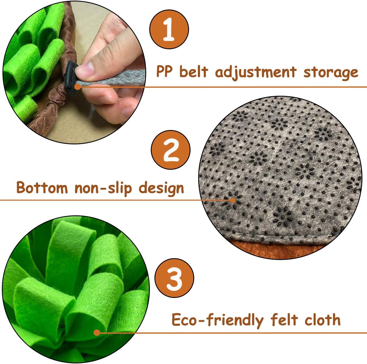 Pet Snuffle Mat for Dogs,Interactive Feed Puzzle for Boredom,Encourages Natural Foraging Skills for Cats Rabbits Dogs Bowl, Dog Treat Dispenser Indoor Outdoor Stress Relief,Travel Portable and Compact - Image 3