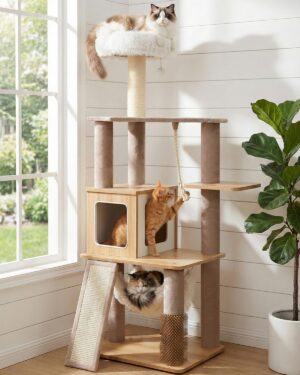 61″ Wood Cat Tree Tower, Mode...