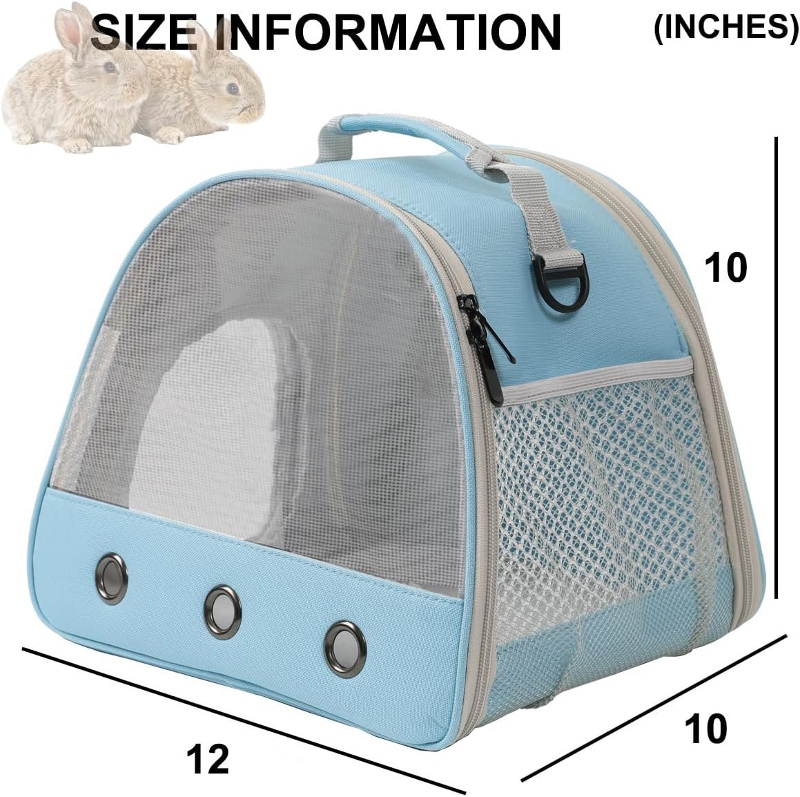 Ventilation Cage,Bearded Dragon Travel Carrier,Guinea Pig Carrier,Guinea Pig Bag for 2,Reptile Travel Carrier for Lizards Sugar Glider Hedgehog Rat Parrot Birds,Airline Approved (Blue, Mesh Carrier) - Image 2