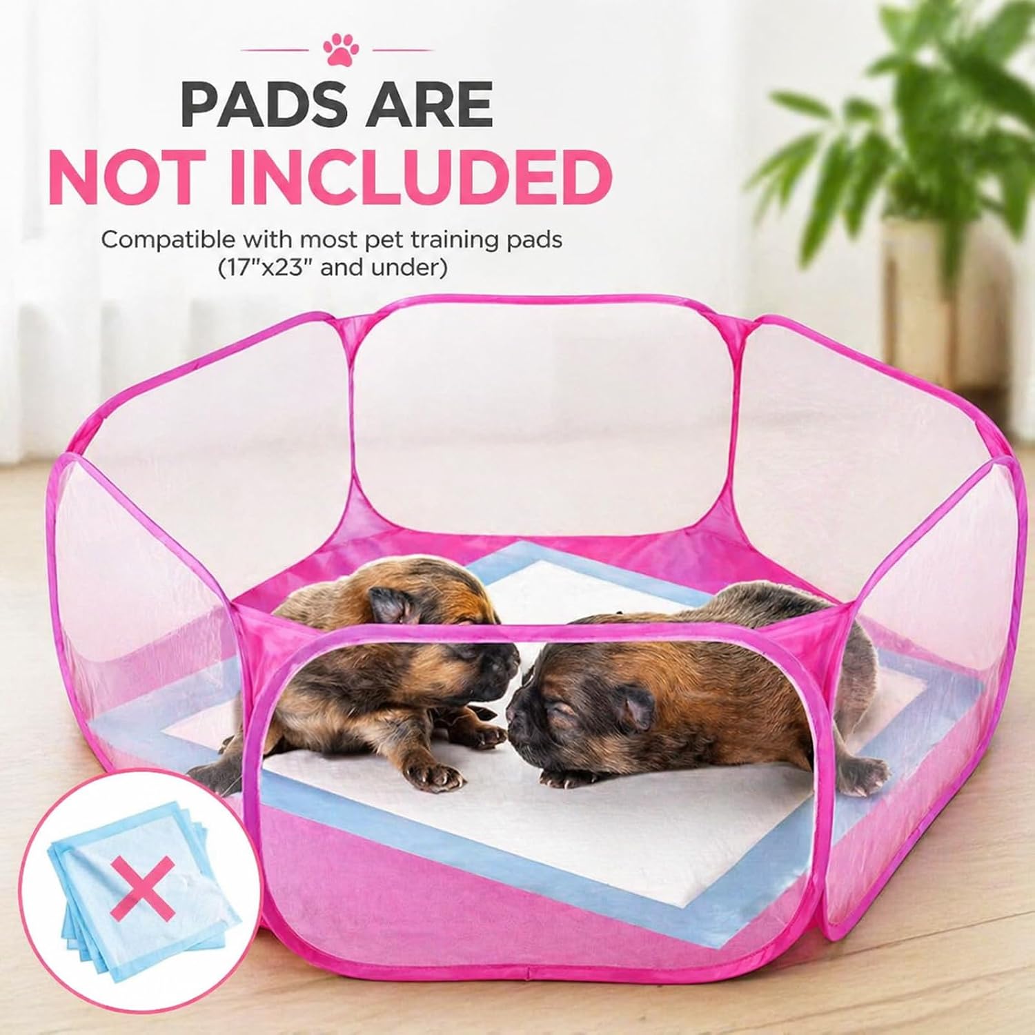 Rypet Guinea Pig Playpen Pop-Up, Outdoor Yard Fence for Small Pets,Pink | Breathable 360° Mesh View, Pops Open Fast, 47 x 15 in Play Space, Folds Flat for Travel, Rabbits Hamsters Hedgehogs - Image 2