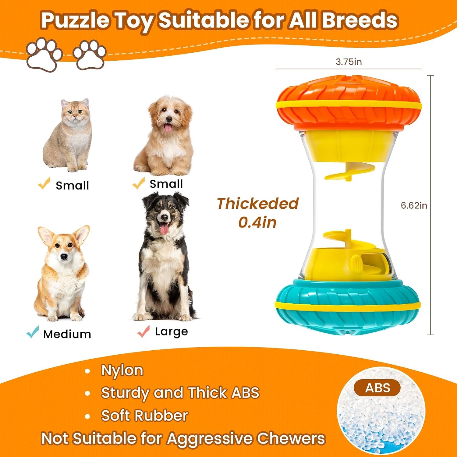 BoYoYo Interactive Dog Toys, Dog Puzzle Toys for Smart, Dog Enrichment Toy to Keep Them Busy, Treat Dispensing Toy Slow Puzzles Feeder, Yellow - Image 2