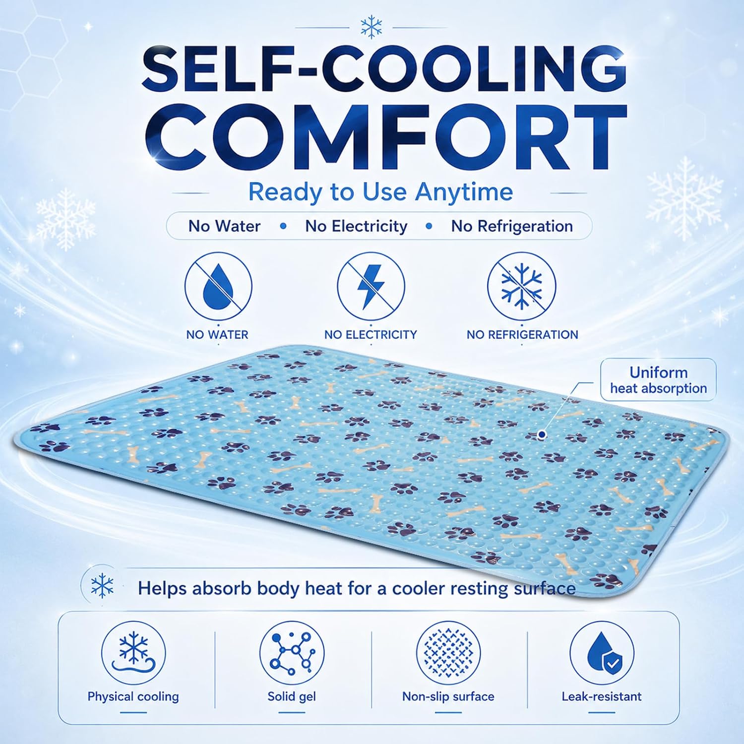 Cooling Mat for Dogs 20 Inch, Patent Self-Cooling Gel Pad for Small Dogs, | Cats & Rabbits, Waterproof Non-Slip Pet Cooling Mat for Crates, Carriers, Travel, Indoor Outdoor Summer Use - Image 2