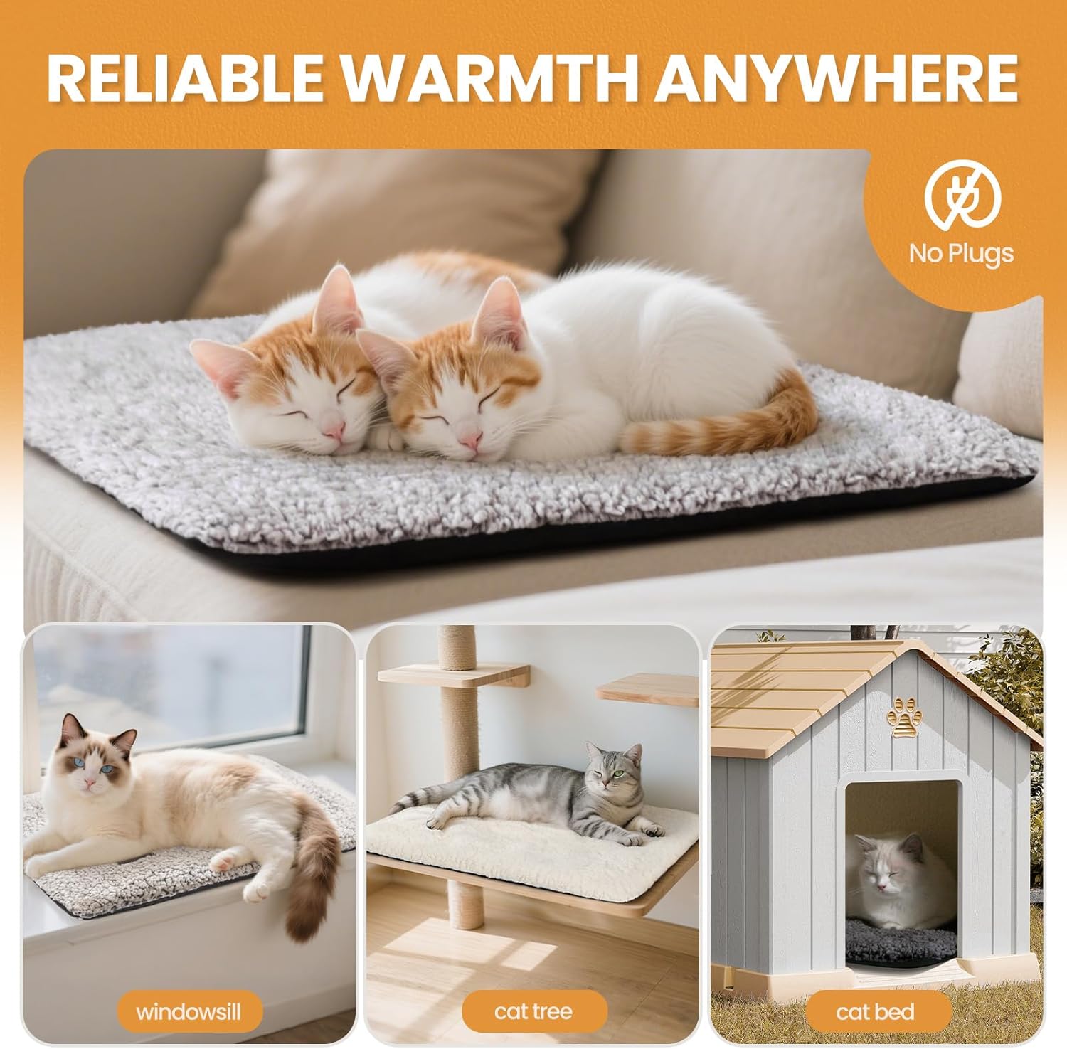 Self Warming Cat Bed Self Heating Cat Dog Mat 24 x 18 inch Extra Warm Thermal Pet Pad for Indoor Outdoor Pets with Removable Cover Non-Slip Bottom Washable Non Electric - Image 6