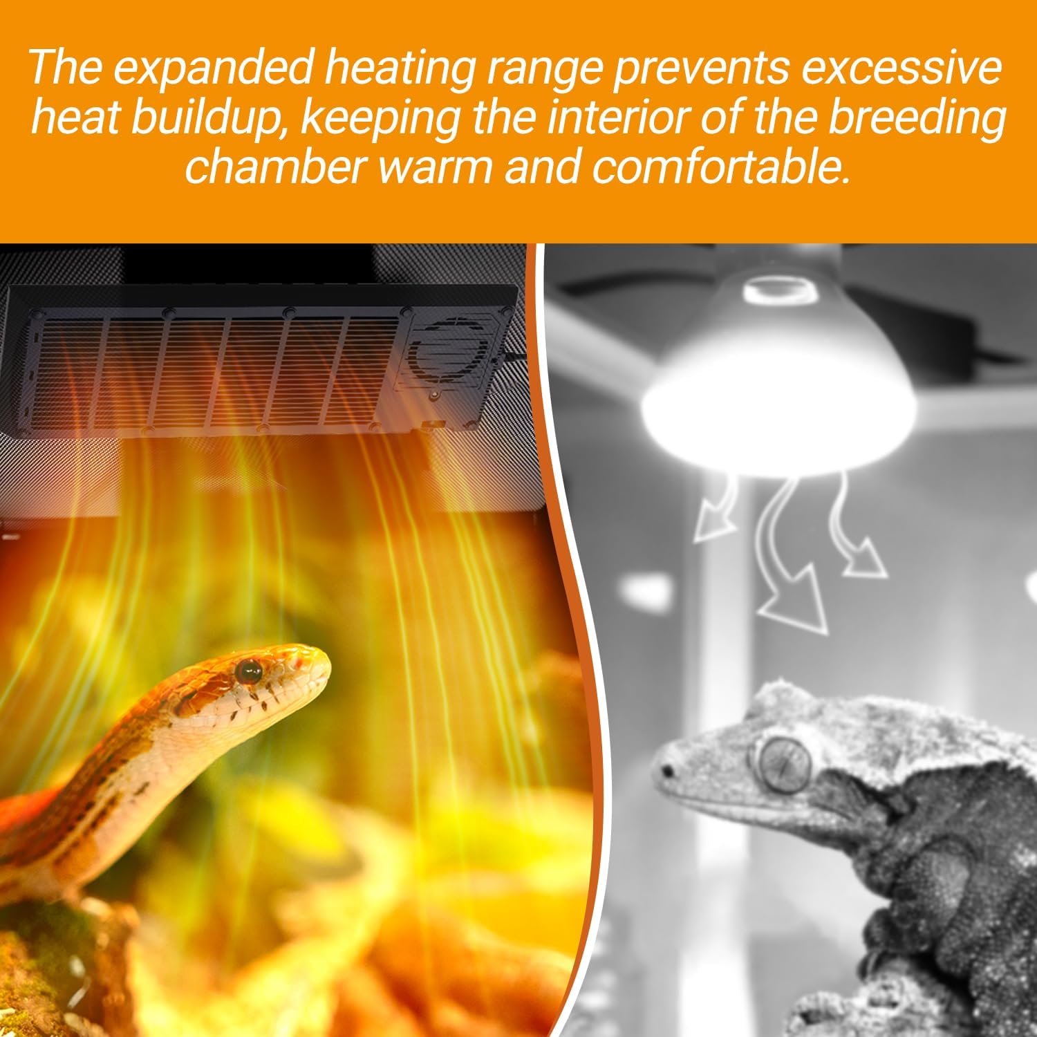 Reptile Heat Panel Adjustable Temperature 60W Reptile Heater for Terrariums, Energy Efficient & Non-Light Reptiles Heating Plate for Snakes,Crested Gecko,Leopard,Turtles - Image 4
