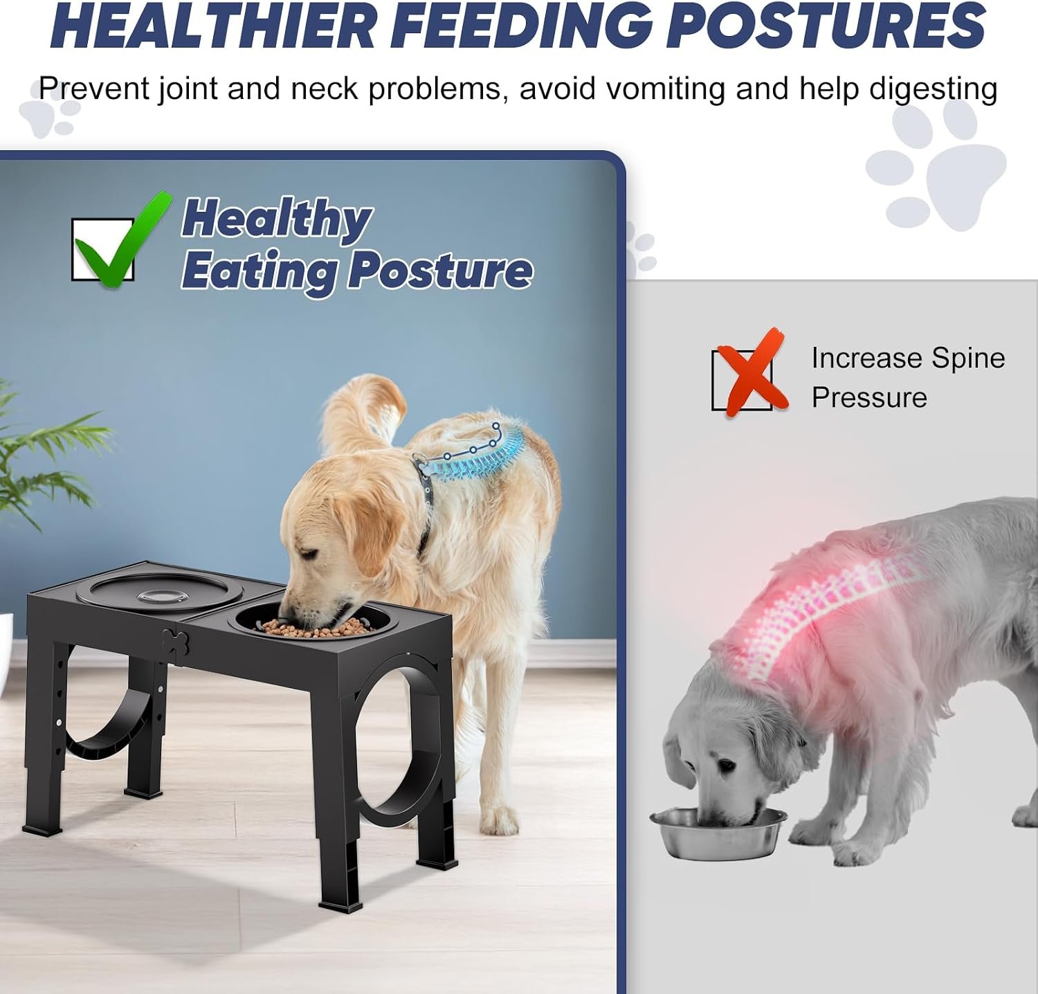 XIAZ Elevated Dog Bowls Large Breed Raised Dogs Bowl Stand Large/Medium Sized Dog Slow Feeder Dogs Bowls Food Water Stands 5 Heights Adjustable 9/11/12/14in Pet Feeder Dish Station - Image 2