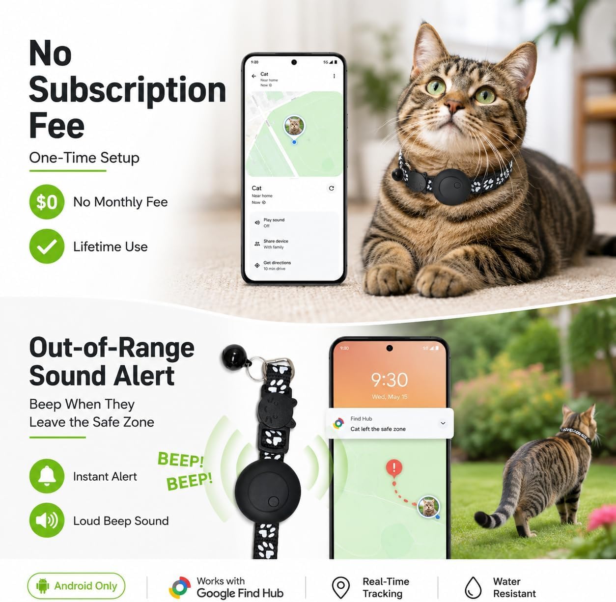 Pet Tracker,GPS Collar for Cats (Android Only) Smart tag,Waterproof Compatible with Google Find My,No Monthly Fee,Advanced Tracking Solution Smart Collar for Pet Safety Ideal Small Large Cats - Image 8