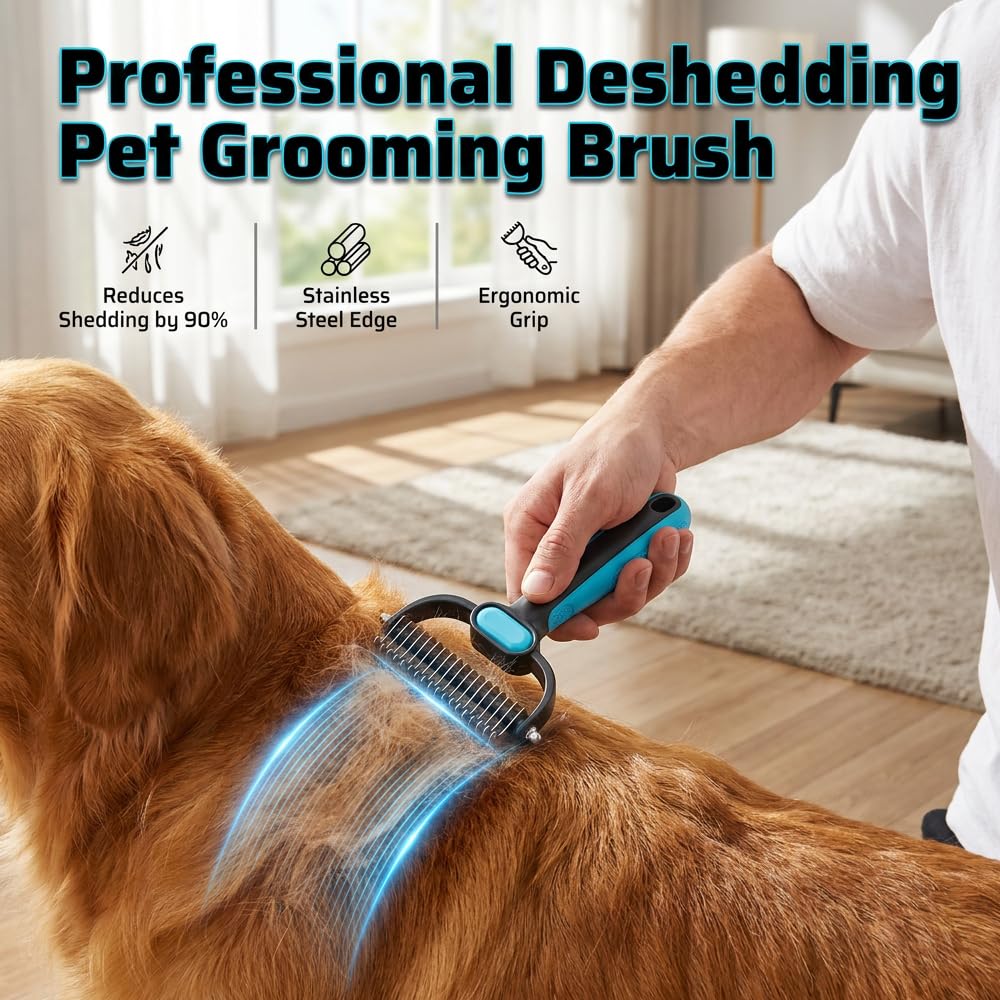 Double-Sided Pet Grooming Rake For Cats & Dogs, 2-In-1 Dematting Comb, Ergonomic Pet Grooming Matt Remover Detangler For Long Haired Pets (small) - Image 2