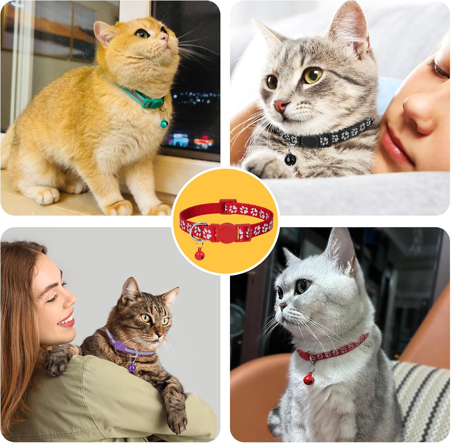 Taglory 2 Pack Reflective Breakaway Cat Collar with Bell, Green | Adjustable 7.5-12.5 in, Lightweight Nylon, Safety Quick-Release Buckle, Boy Girl Kittens, Night Visibility - Image 7