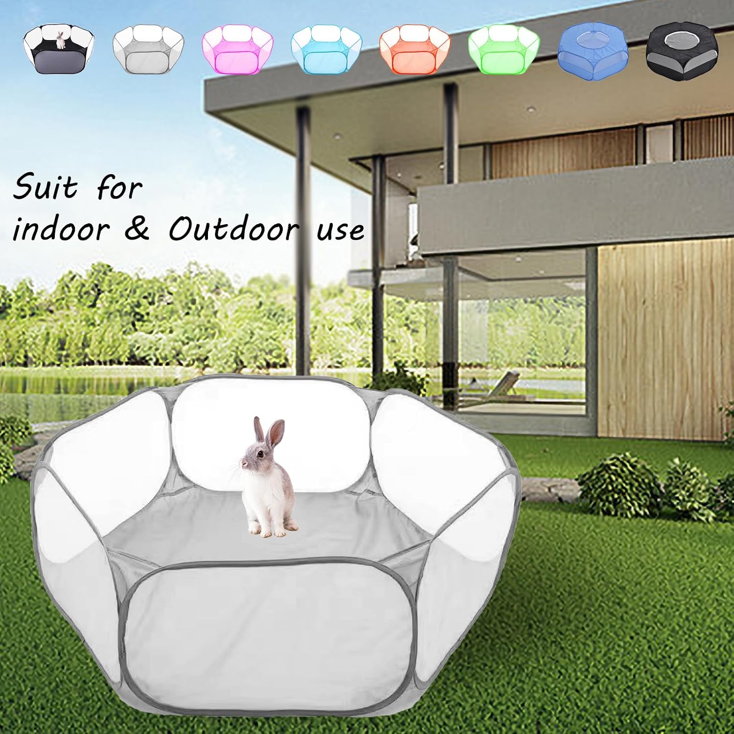 Small Animals Playpen, Portable Pop-up Open Interactive Pet Tent, Indoor Outdoor Fence for Rabbits, Guinea Pig, Hamster, Chinchillas, Kittens, Puppies - Image 6