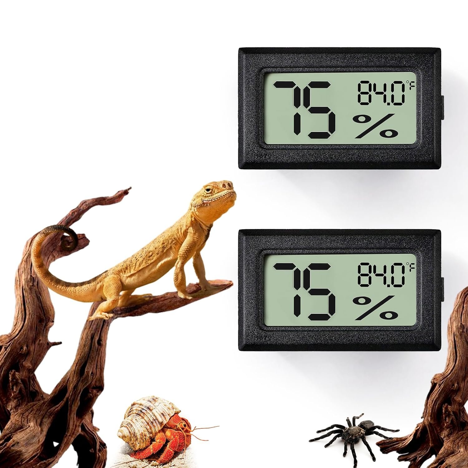 2 PCS Rectangle Reptile Thermometer...
