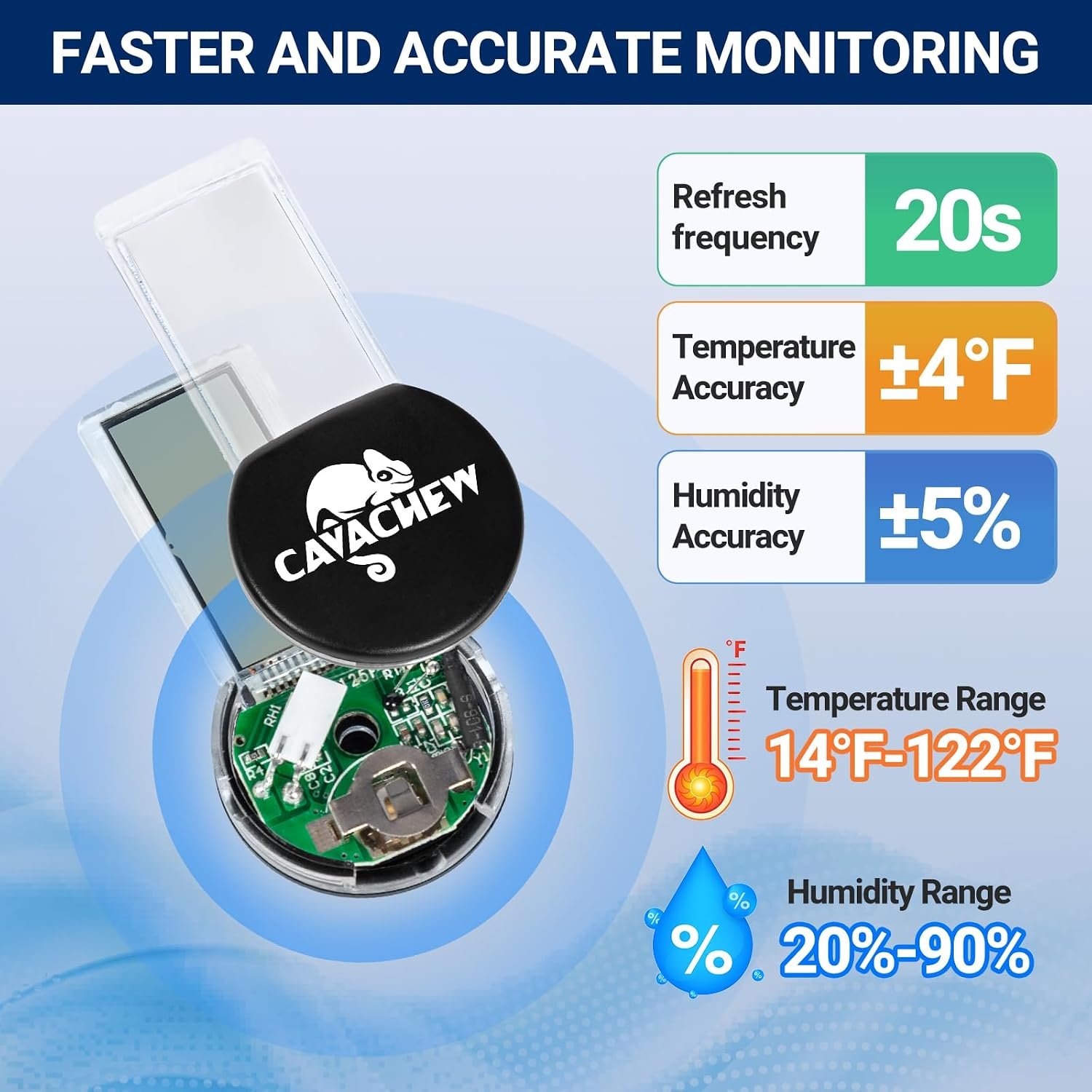 Magnetic Reptile Thermometer and Humidity Gauge, Digital Tank Thermometer Hygrometer with LCD Display, Habitat Temp Humidity Meter Accessories for Bearded Dragon, Snake, Hermit Crabs, Gecko - Image 2