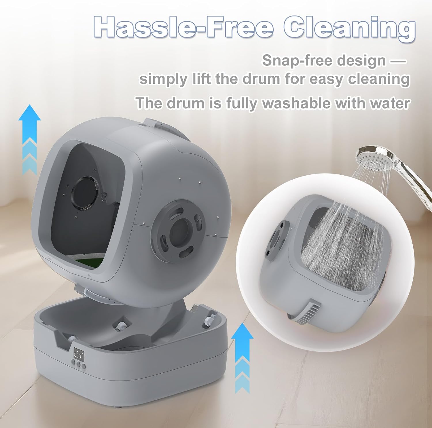 UPFAS Automatic Cat Litter Box Self Cleaning - APP Control - Weight Monitoring - Ultra-Quiet, Medium Cats and Kittens Litter Box, Safe Anti-Pinch【Assembly Required】- Grey - Image 5