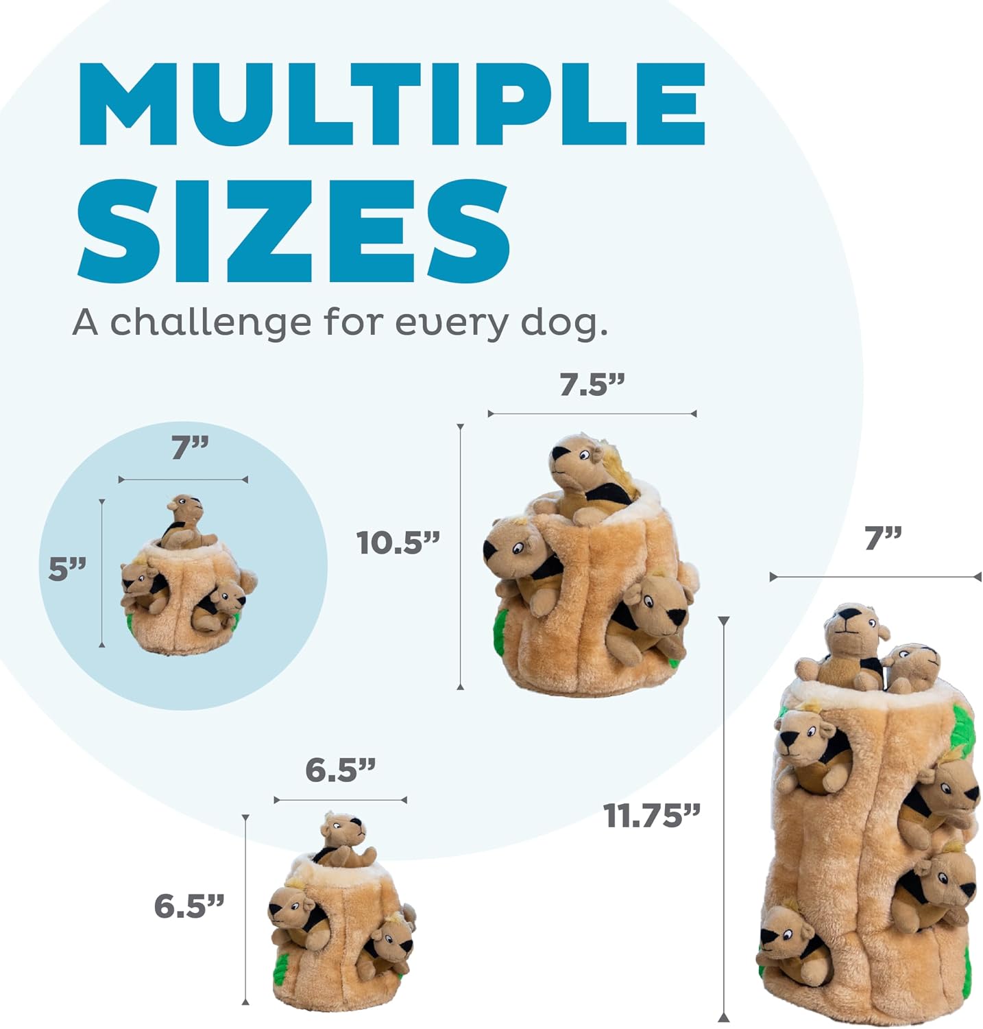 Outward Hound Hide-A-Squirrel Dog Toy – Interactive 2‑in‑1 Plush Puzzle with 3 Squeaky Removable Squirrels, Small - Image 5