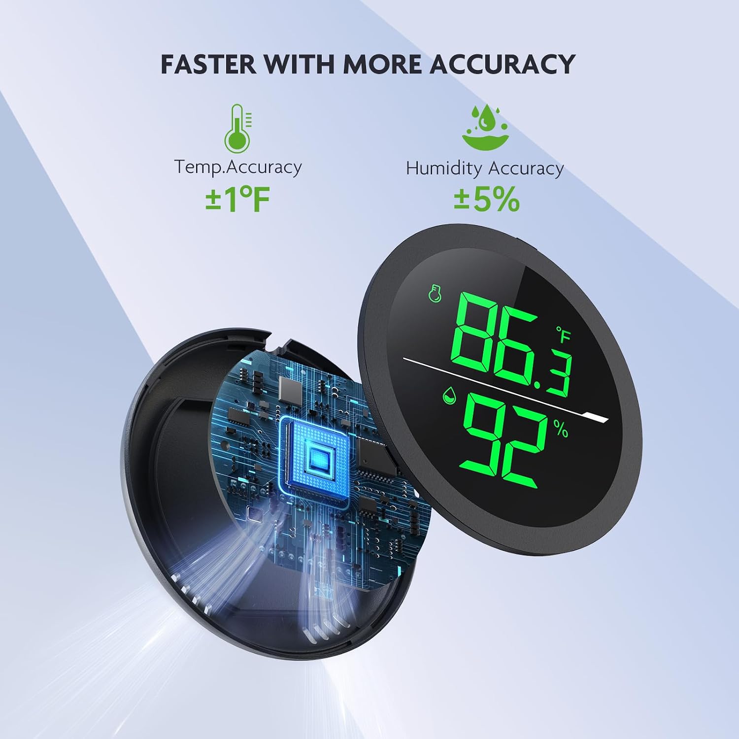 PAIZOO Real-time Display LED Digital Reptile Thermometer and Humidity Gauge | Always on Display, Button Control, Temperature Accuracy ±1 ℉ Thermometer for Reptile Tank with 55.2" Cable USB Power Supply - Image 3