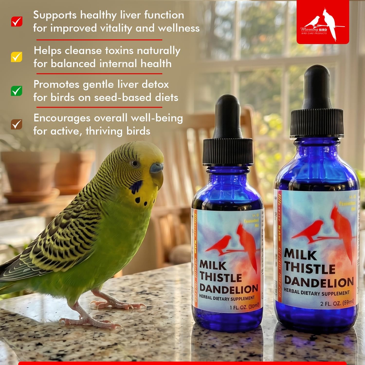 Milk Thistle & Dandelion Extract 1 fl oz – Organic Herbal Supplement for Birds – Supports Liver Health & Natural Detox – Suitable for All Bird Species | All Natural Herbal Supplement Supporting Liver Cleanse and Health – Natural Detox – Suitable for All Bird Species - Image 5