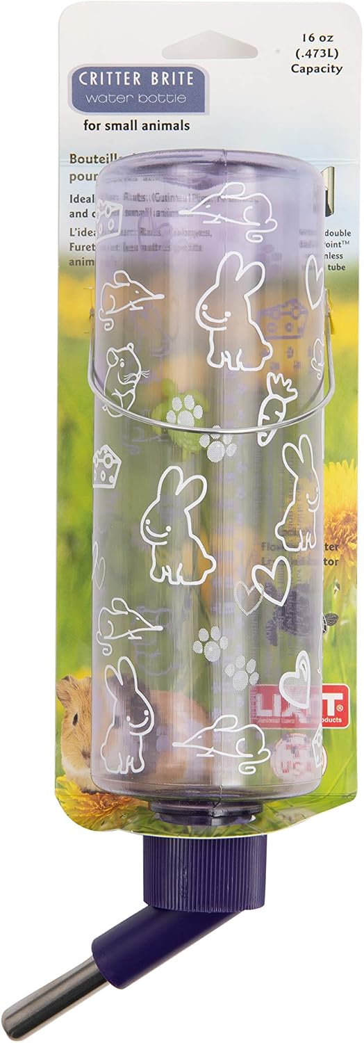 Lixit Standard Cage Water Bottles for Rabbits, Ferrets, Guinea Pigs, Hamsters, Rats, Mice and Other Small Animal's (16 Ounce, Clear)