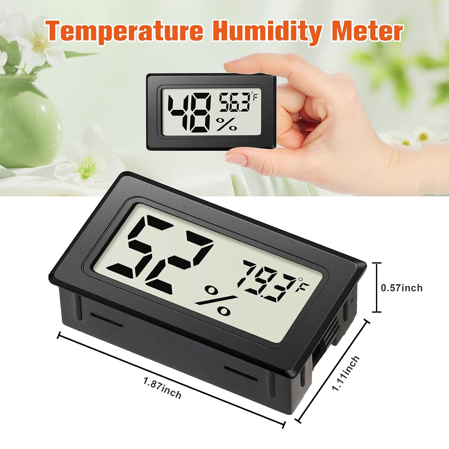 6 Pack Mini Hygrometer Indoor Humidity Meter, Digital Thermometer Monitor | Small Indoor Humidity Gauge Meter Fahrenheit (℉) for Thermostat Reptile Tank, Mason Jars JJMTDS - Image 2