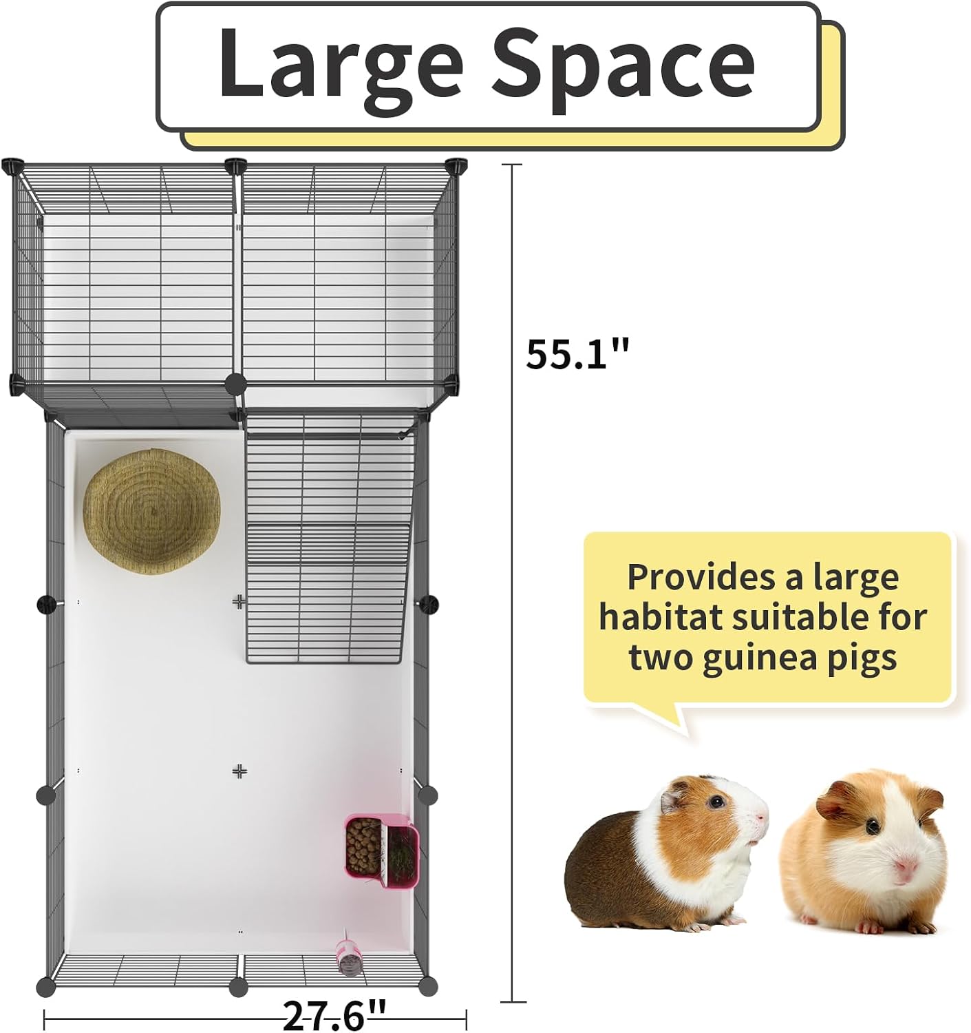 Oneluck Guinea Pig Cage,Indoor Habitat Cage with Waterproof Plastic Bottom,Playpen for Small Pet Bunny, Turtle, Hamste, Loft and Partition - Image 3