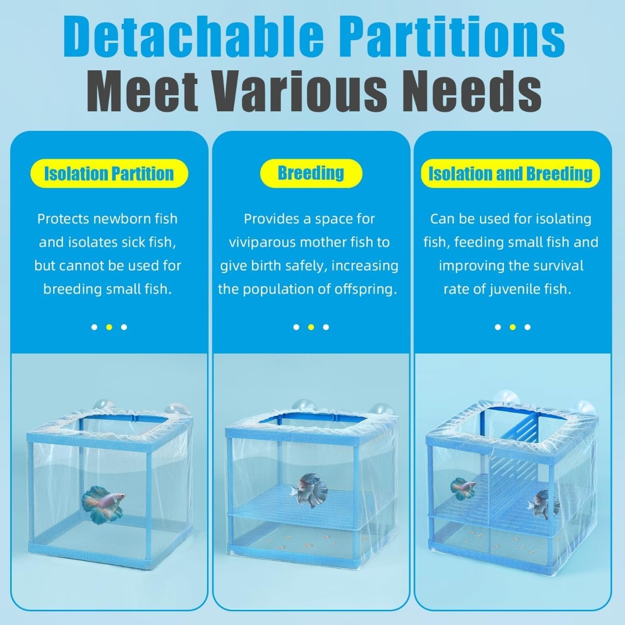 AQUANEAT Fish Tank Breeder Small Mesh Net Fry Saver Aquarium Spawn Hatchery Isolation with Suction Cups Hatchery Incubator for Shrimp Betta - Image 4