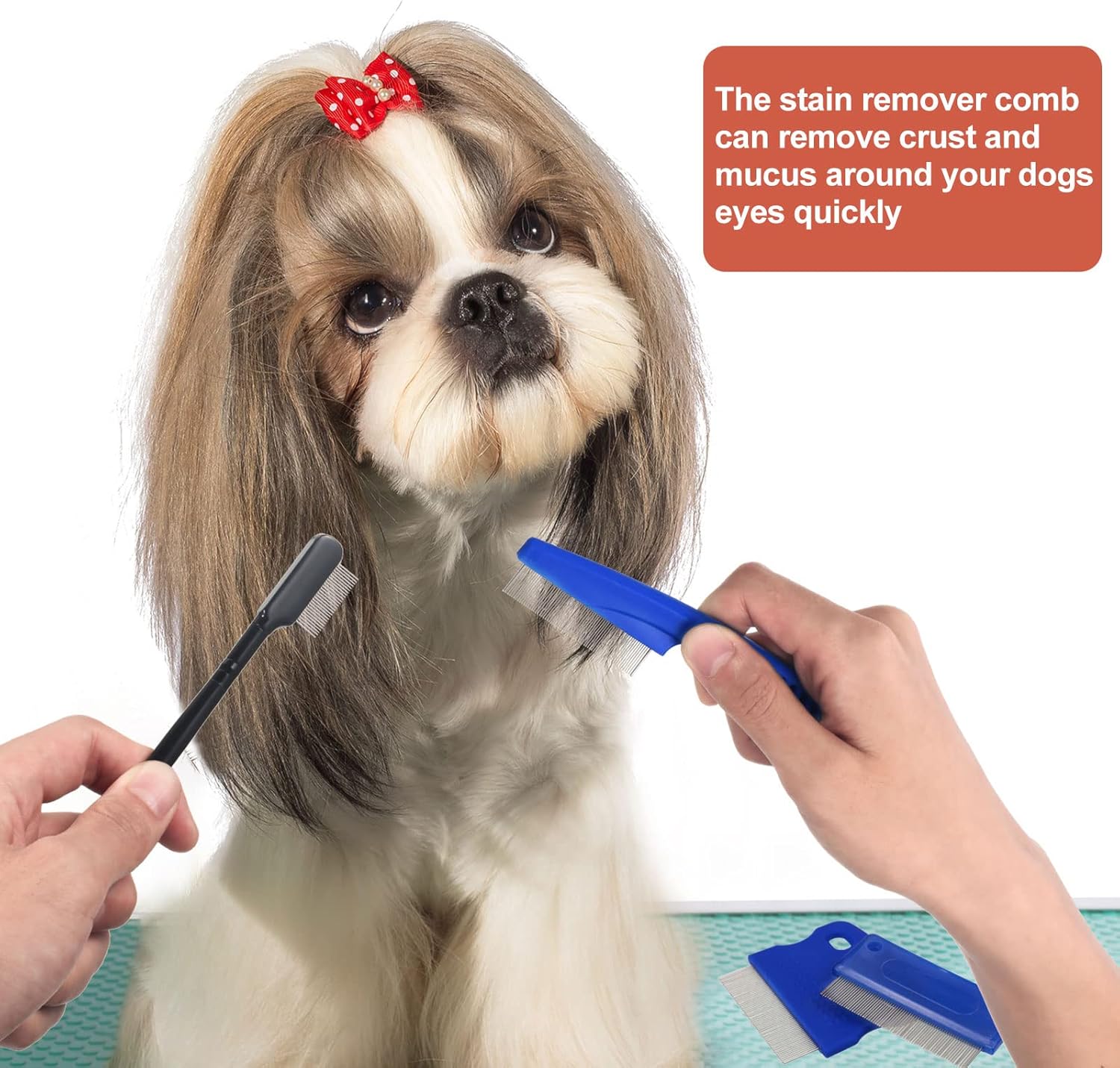 5 Pieces Dog Eye Combs Tear Stain Remover Combs Pet Grooming Comb for Small Dogs Gently Removing Eye Mucus and Crust (Blue, Black) - Image 6