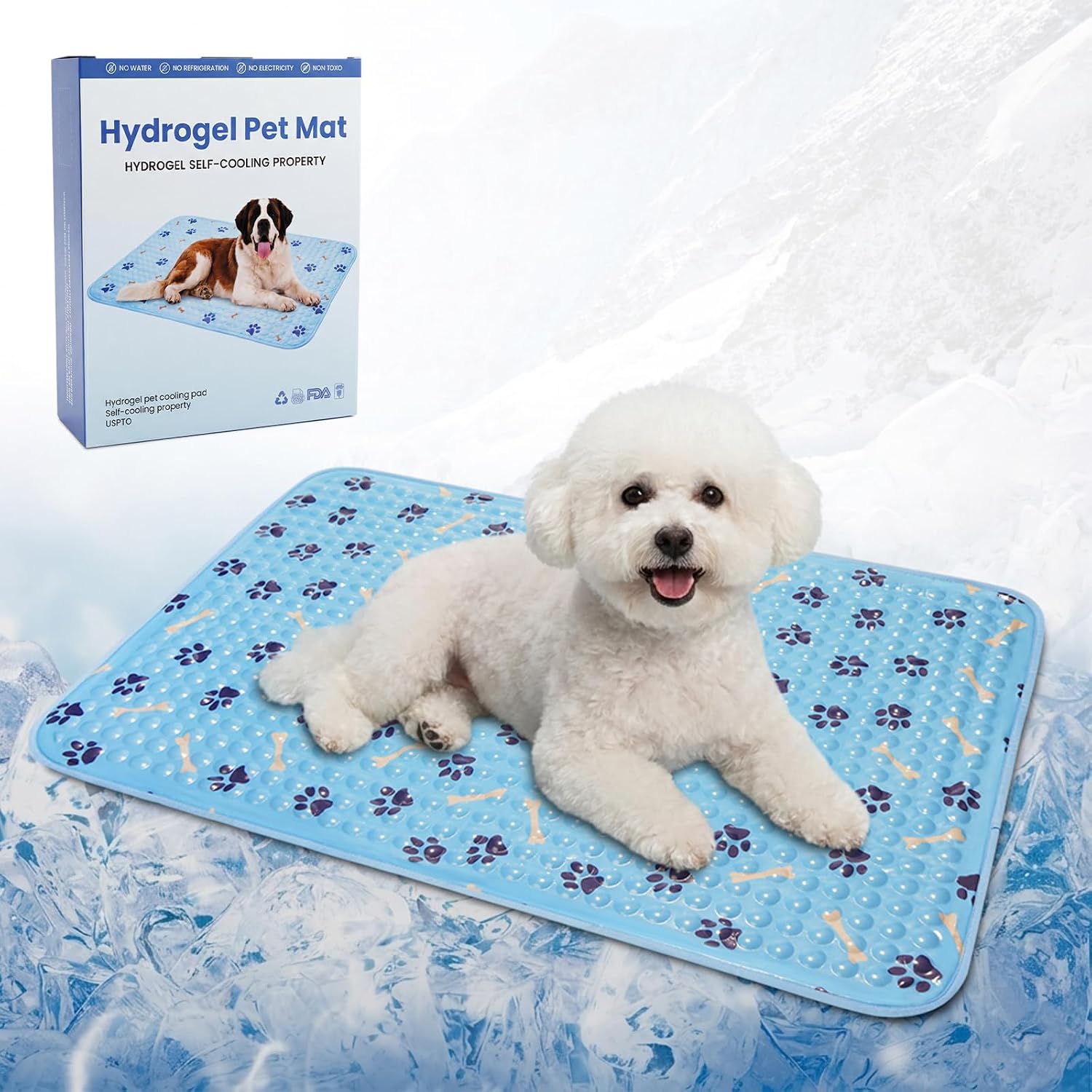 Cooling Mat for Dogs 20 Inch, Patent Self-Cooling Gel Pad for Small Dogs, | Cats & Rabbits, Waterproof Non-Slip Pet Cooling Mat for Crates, Carriers, Travel, Indoor Outdoor Summer Use
