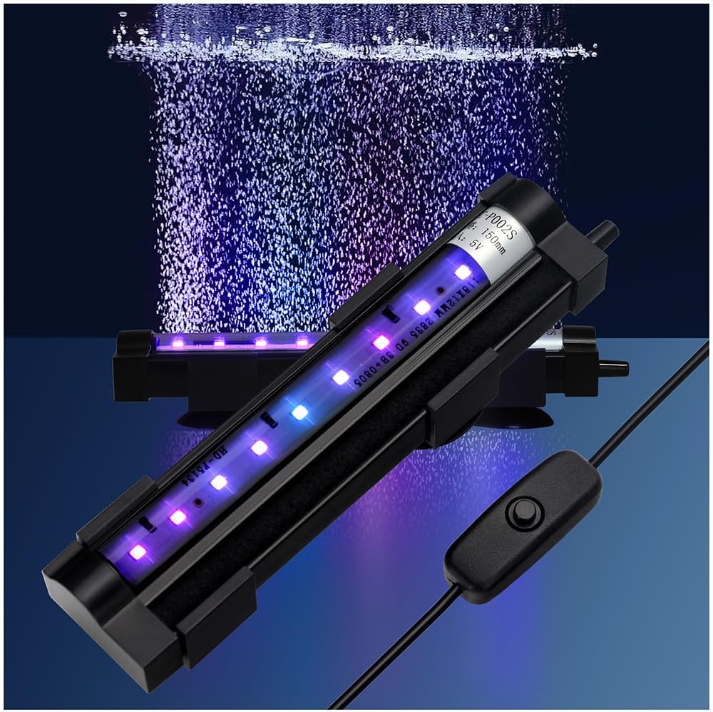 DaToo Submersible Aquarium Light 6Inch Fish Tank Light Bubbler Wall with Air Bubble Hole IP68 Waterproof Color Changing Led Light for Freshwater and Saltwater Aquariums Fish Tanks