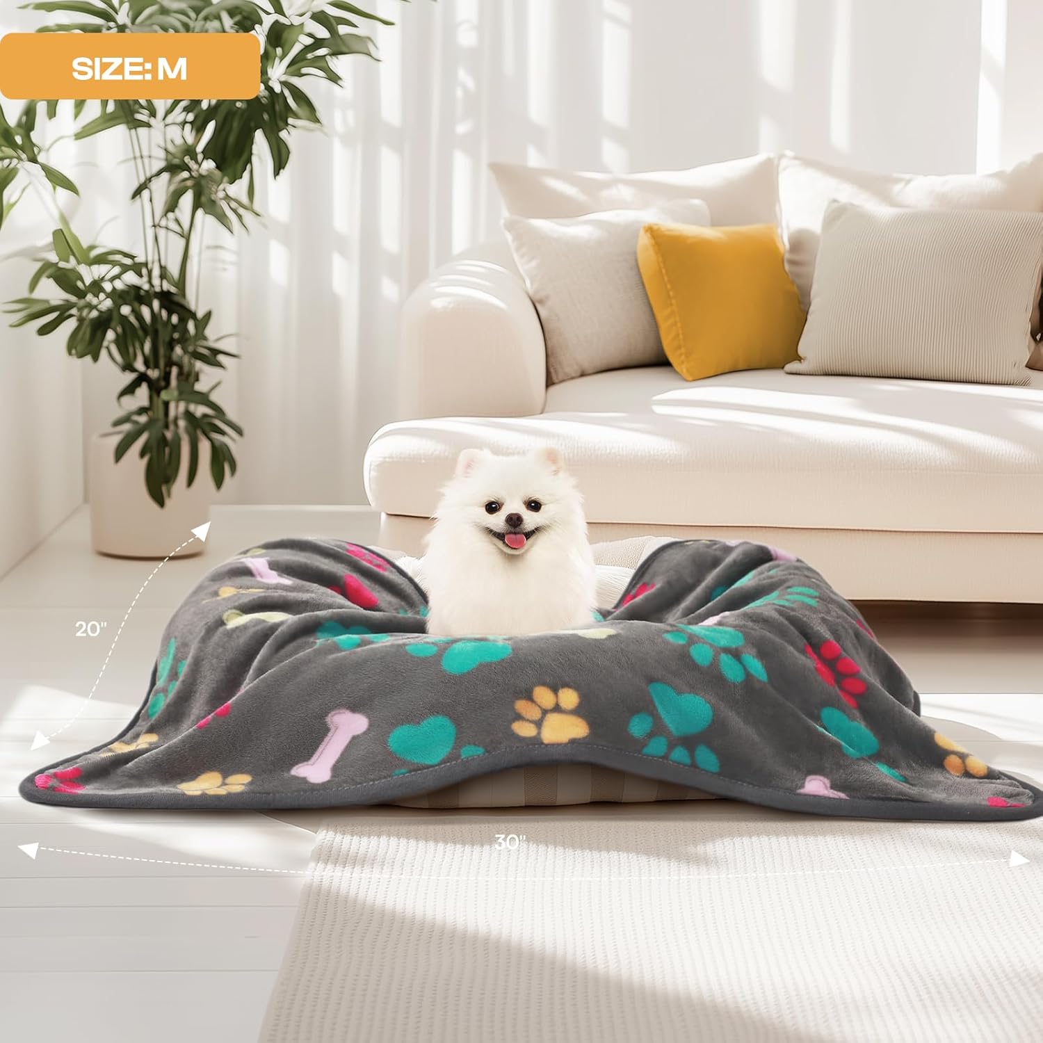 Luciphia 1 Pack 3 Blankets Fluffy Premium Fleece Pet Blanket Flannel Paw Printed Throw for Dog Cat(Small 23x16'', Grey/Brown/Blue) - Image 6