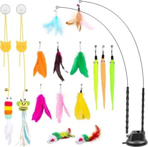 Depets Cat Wand Toy, 15 Pcs Interac...