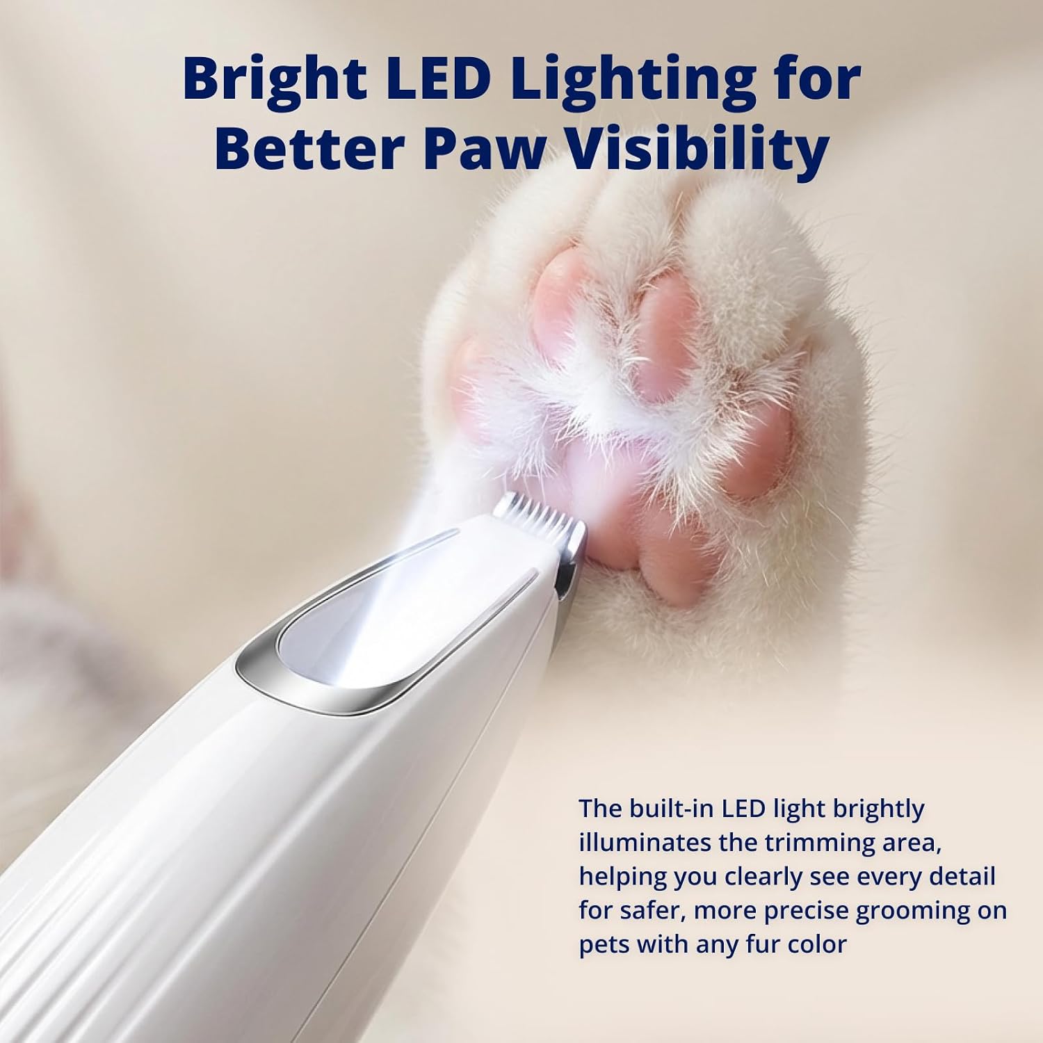 Silent Pet Paw Trimmer | Cordless Shaver for Dogs, Cats, Big & Small Animals with Light | Rechargeable Home and Salon Grooming Tool for Paws, Face, Ears, Butt - Image 7