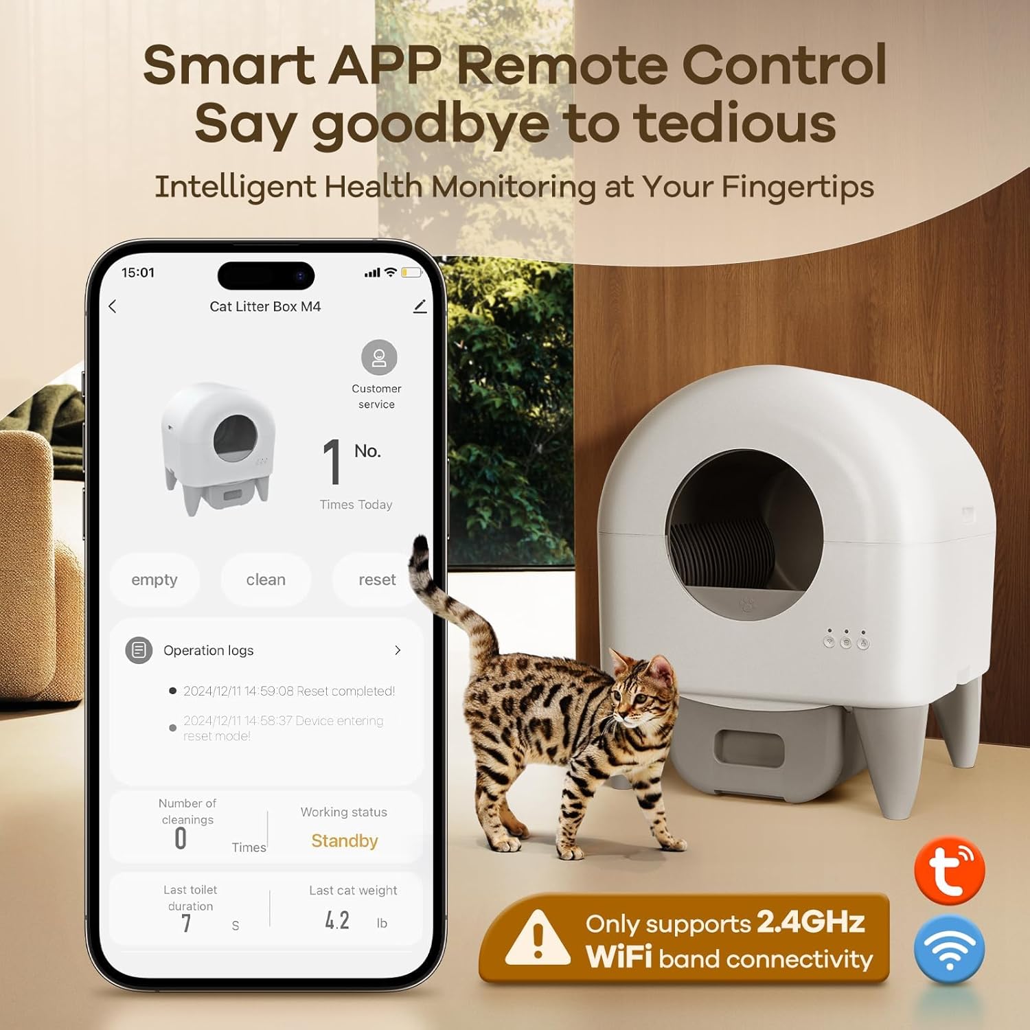 Fumoi Automatic Cat Litter Box Self Cleaning Litter Box Large Capacity for Multiple Cats, App Control with Safety Sensors, Removable Washable Liner,2 Rolls Garbage Bags,Grey - Image 5