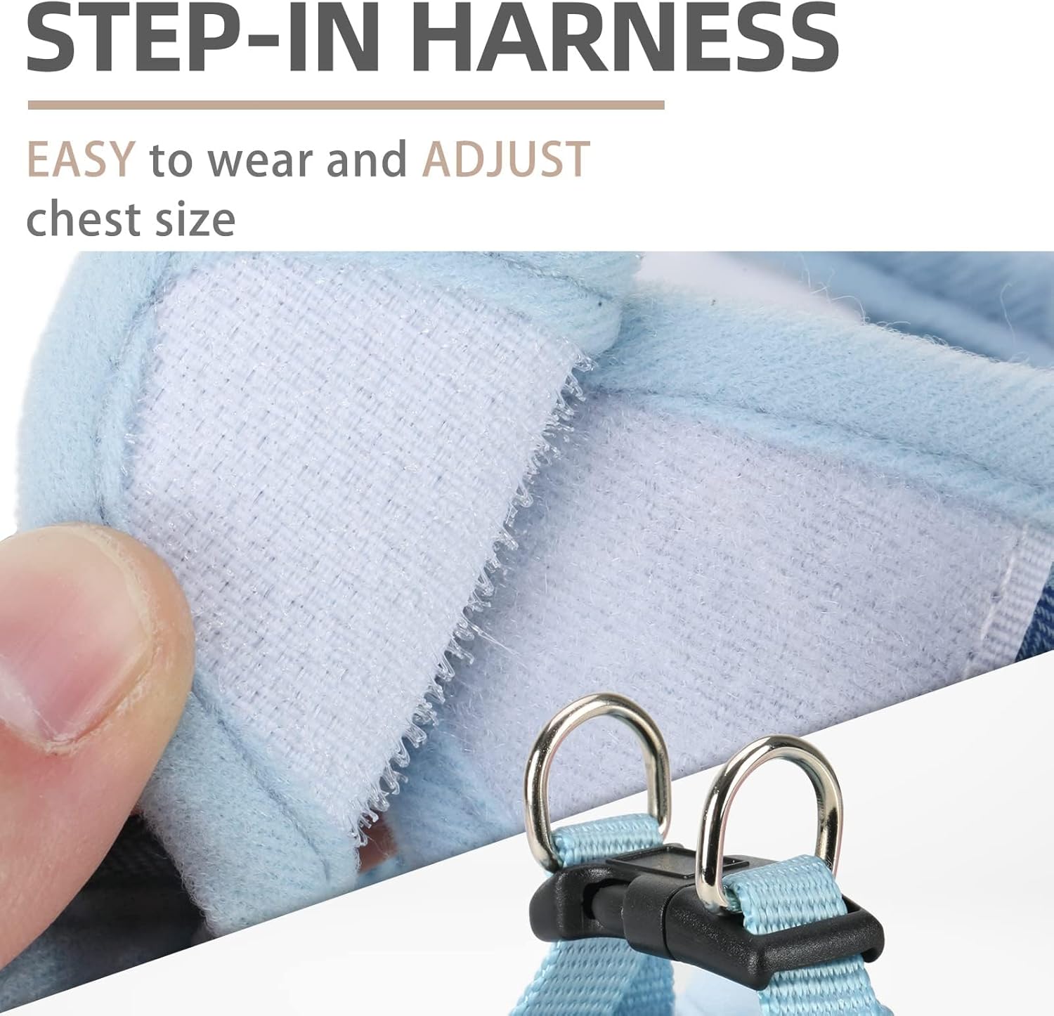 PUPTECK Adjustable Dog Harness Collar and Leash Set Step in No Pull Pet Harness for Small Medium Dogs Puppy and Cats Outdoor Walking Running, Soft Mesh Padded Reflective Vest Harnesses, Blue M - Image 3