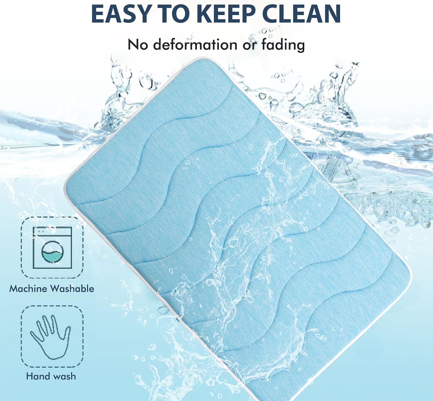 MICROCOSMOS 0.8" Thick Cooling Dog Foam Pad & Summer Pet Sleeping Mat, Machine Washable, Materials Safe, Portable Flat Pet Bed for Dogs.(Sky Blue, 36" x 23") - Image 5
