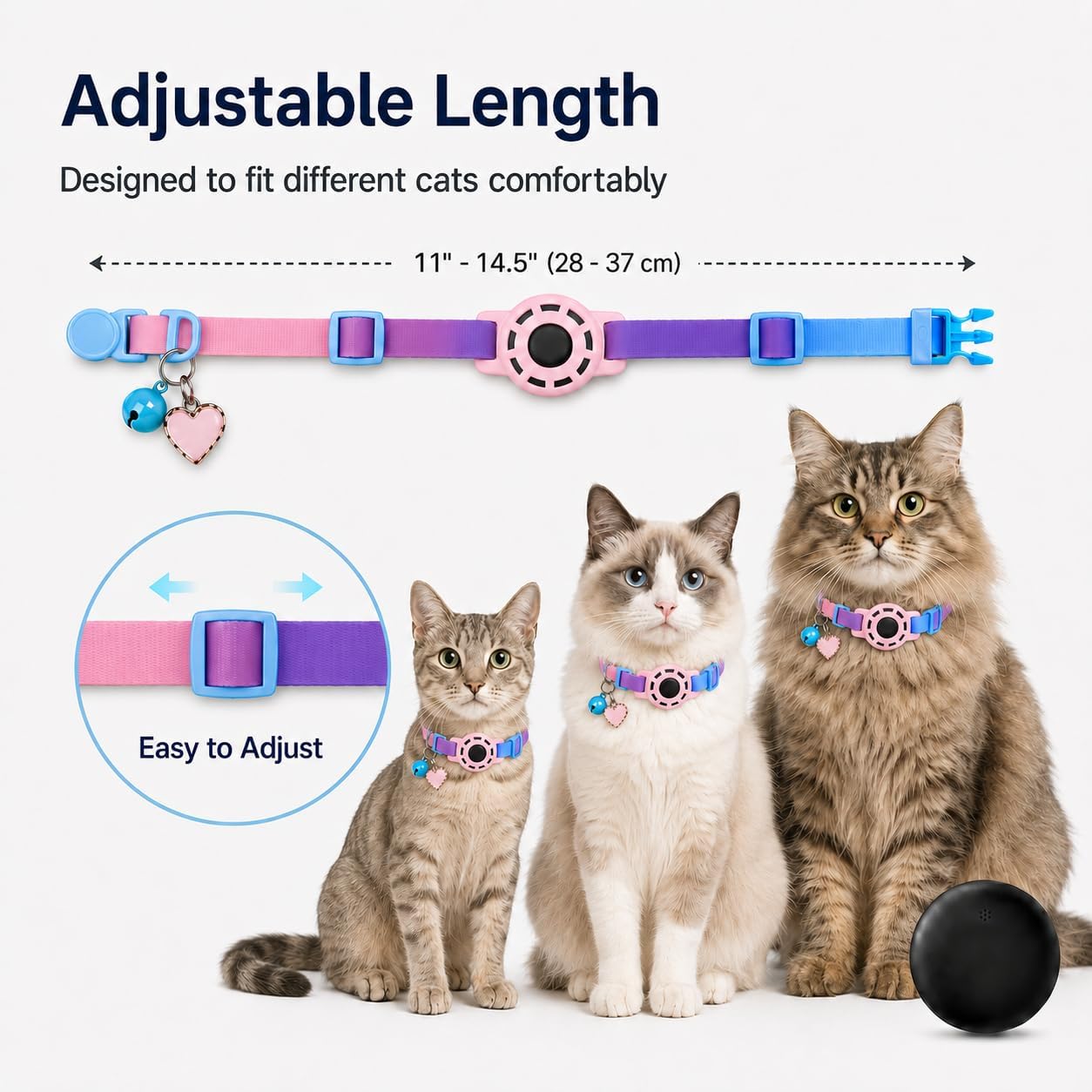 Cat Tracker GPS for Android, Pet GPS Tracker Collar for Cats No Subscription, IP67 Waterproof Cat Collar with Tracker Compatible with Google Find Hub – Replaceable 1-Year Battery, Android Only (Pink) - Image 8