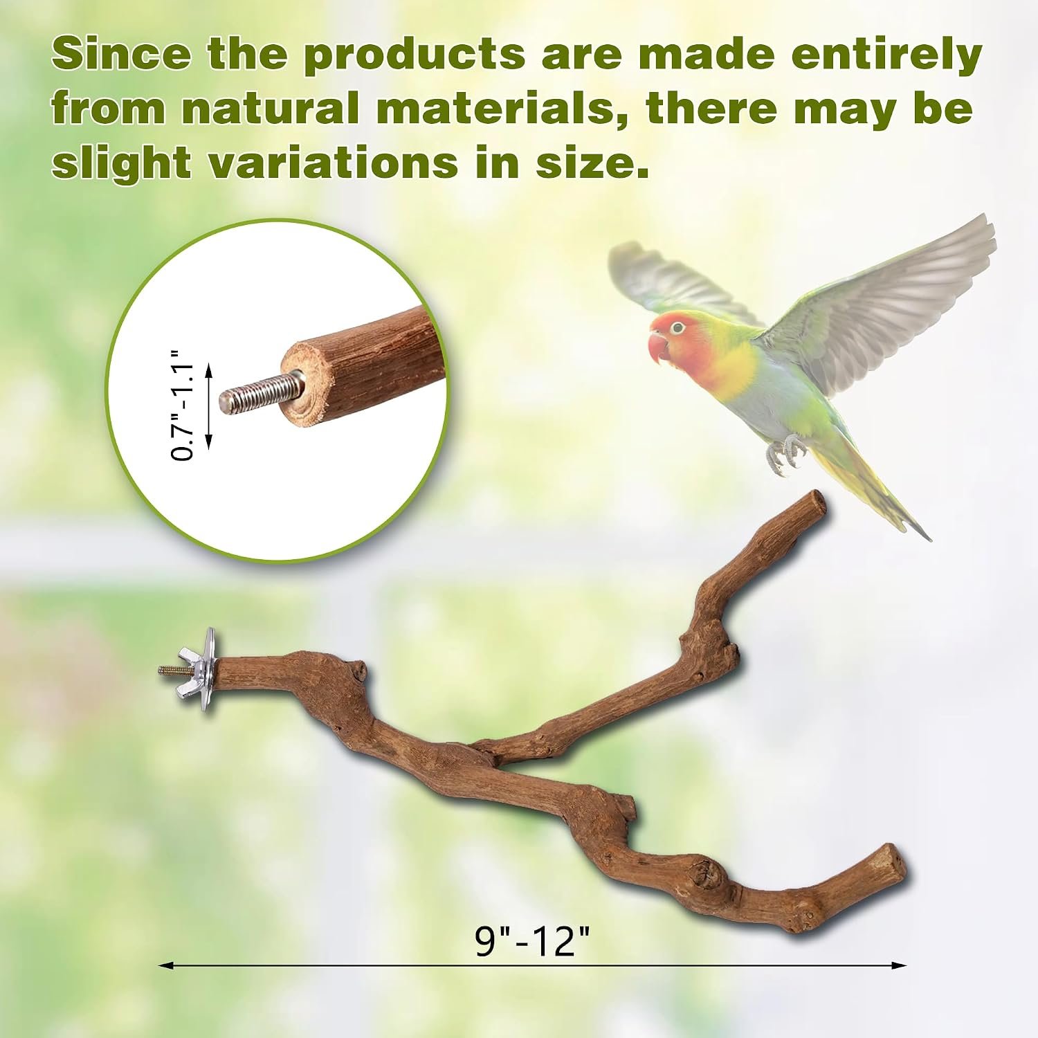 3PCS Bird Perch Natural Grape Stick Chewable Bird Stand Paw Grinding Branches Toy Cage Accessories for Small Budgies Cockatiels Lovebirds - Image 3