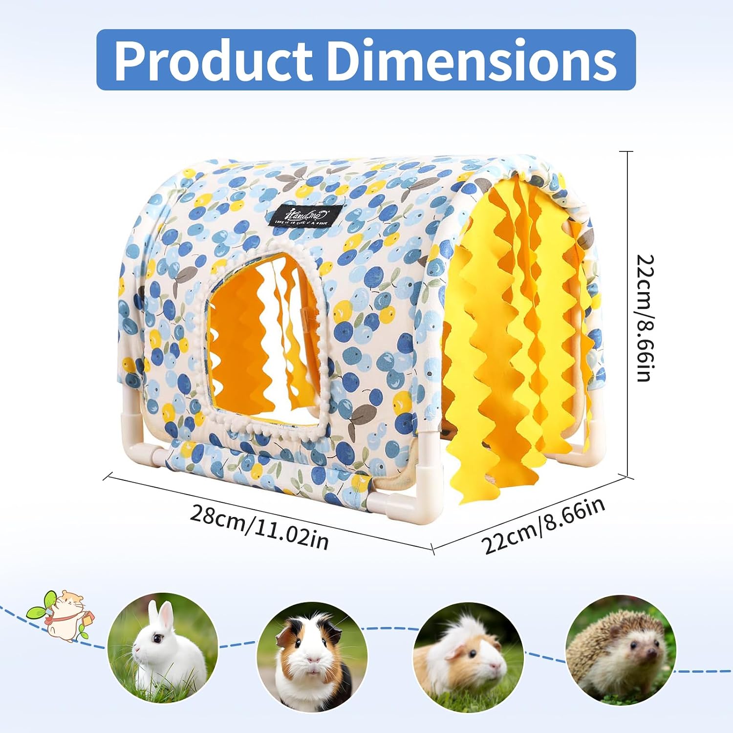 Guinea Pig Hideout No Bottom Guinea Pig Bed Easy to Clean Rabbit Hideout Bunny Beds - Small Animal Indoor Habitat for Chinchilla Ferret Hedgehog Flower-Branch Mouse (Blue Flower) - Image 2