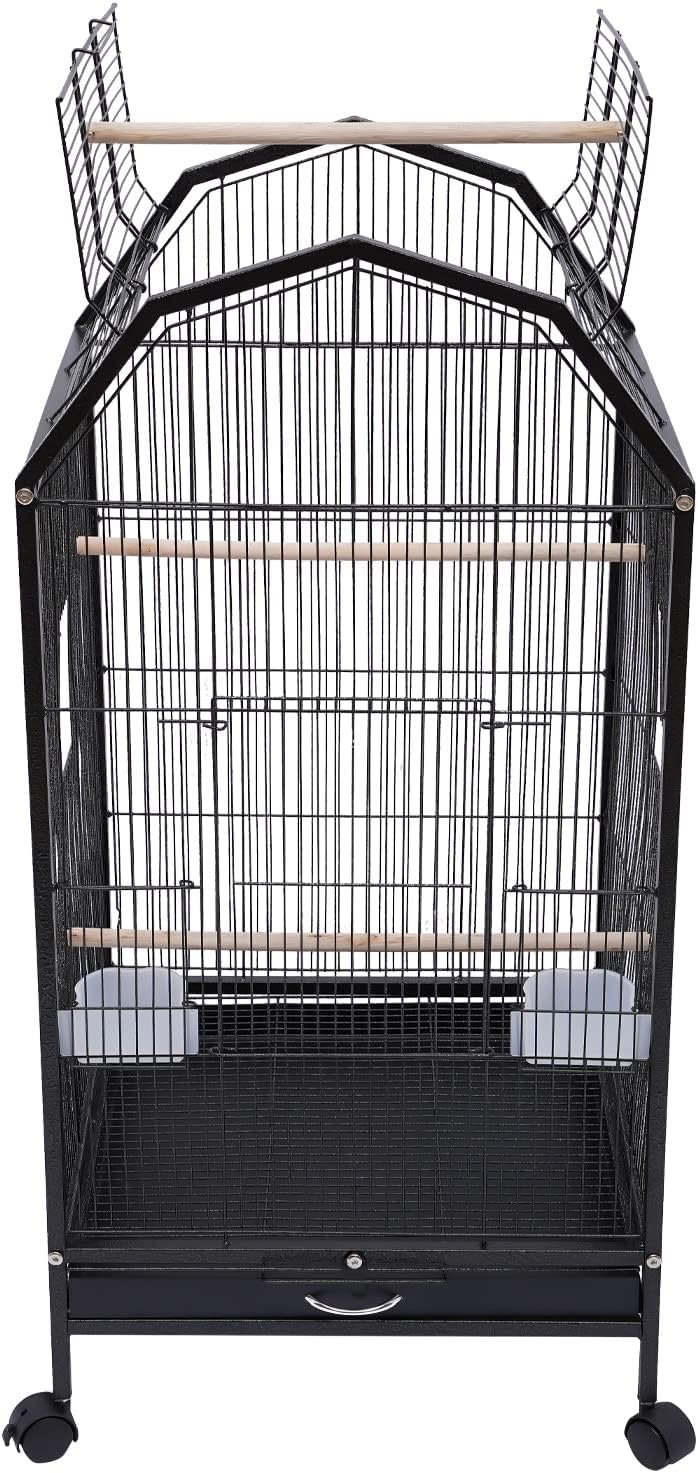 Birdcage Open Top 40 Inch Birdcages with Pull-Out Tray, Medium Small Bird Cage, Rolling Bird Cages with Wheels for Parakeets, Parrot, Cockatiel, Pigeon, Finch Cage for Birds(Black) - Image 3